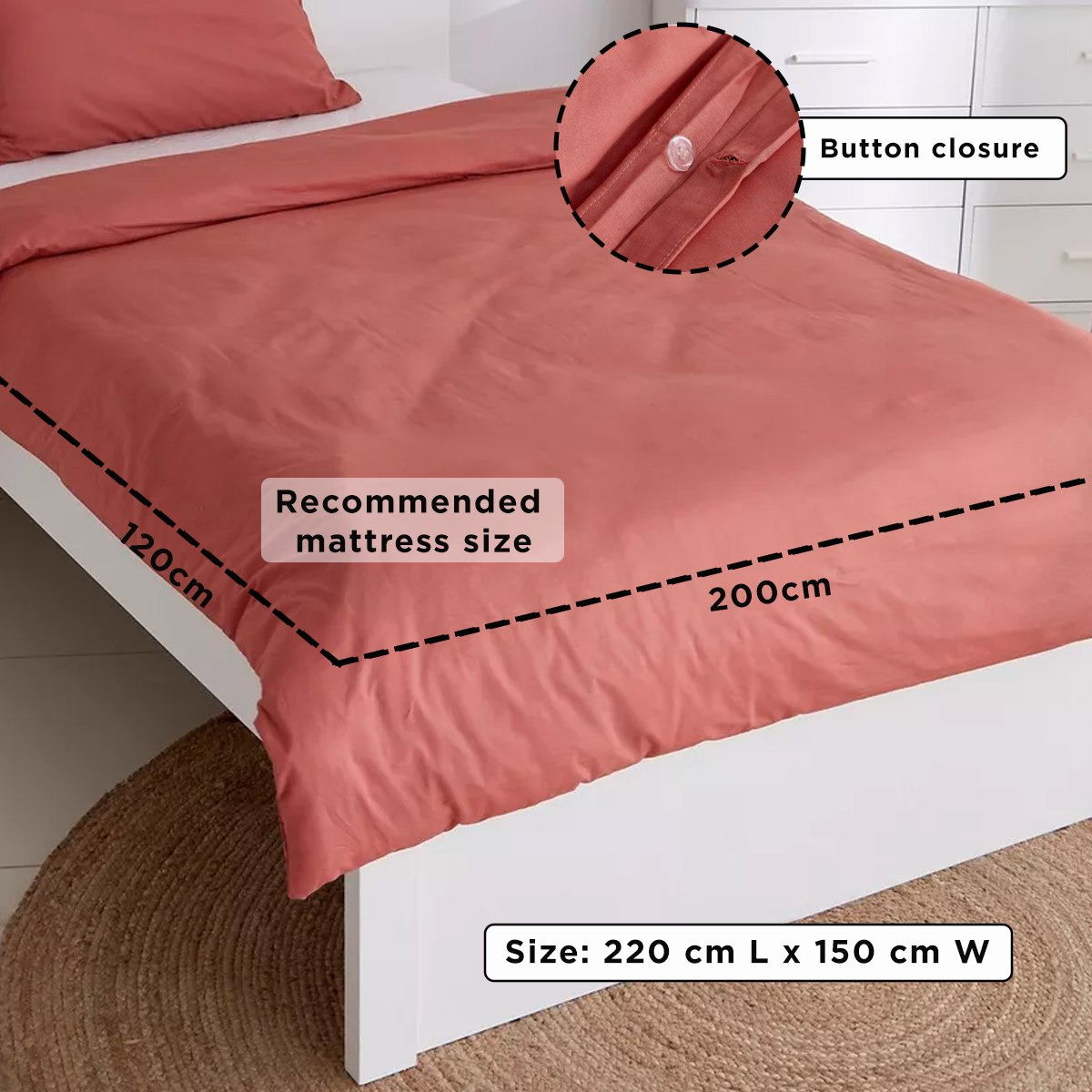 Wellington 2-Piece Solid Single Cotton Duvet Cover Set - 135x200 cm-hbxhomeware-hbxdecorandfurnishings-image-8