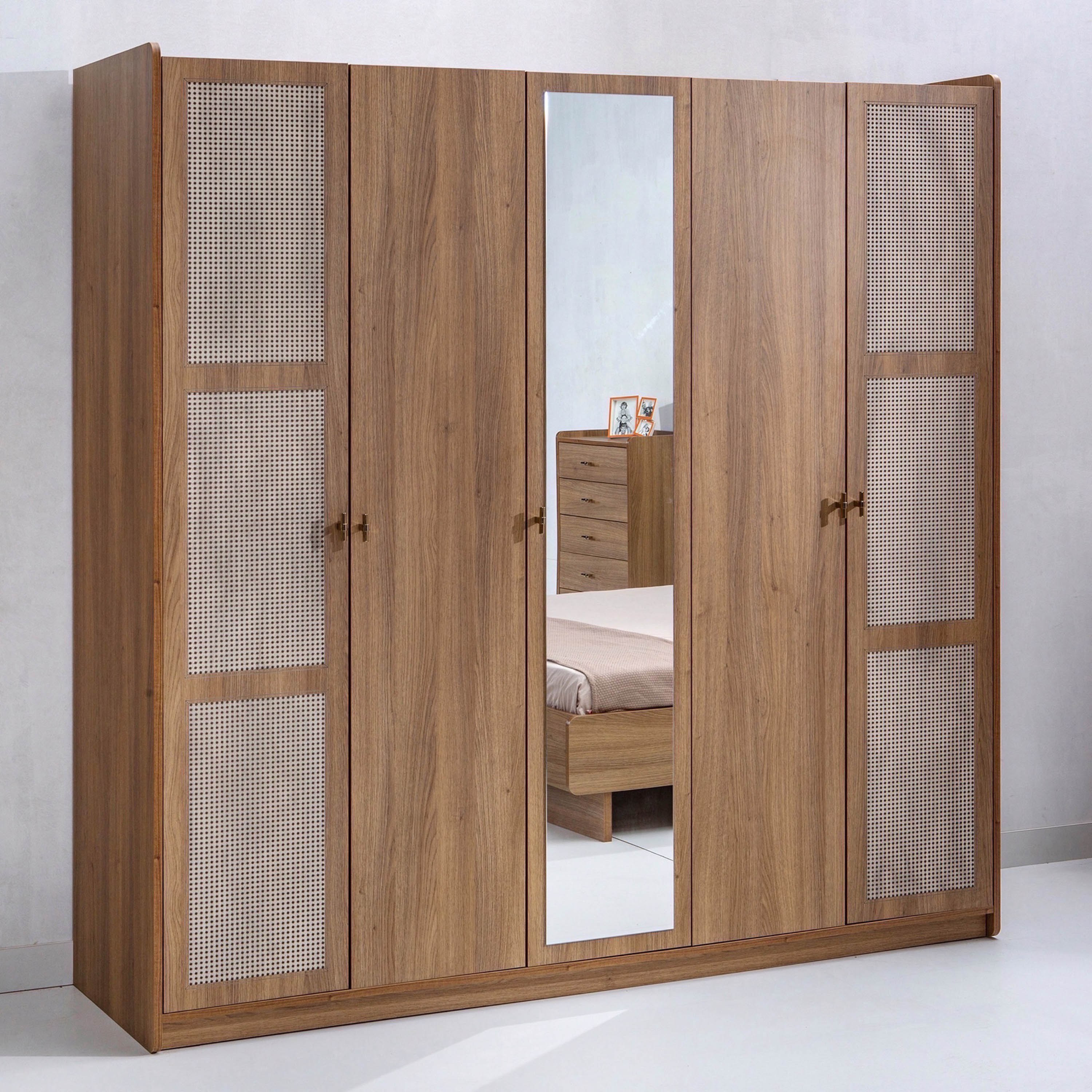 خزانة ملابس 5 أبواب بمرآة من بالي-hbxfurniture-wardrobes-image-1