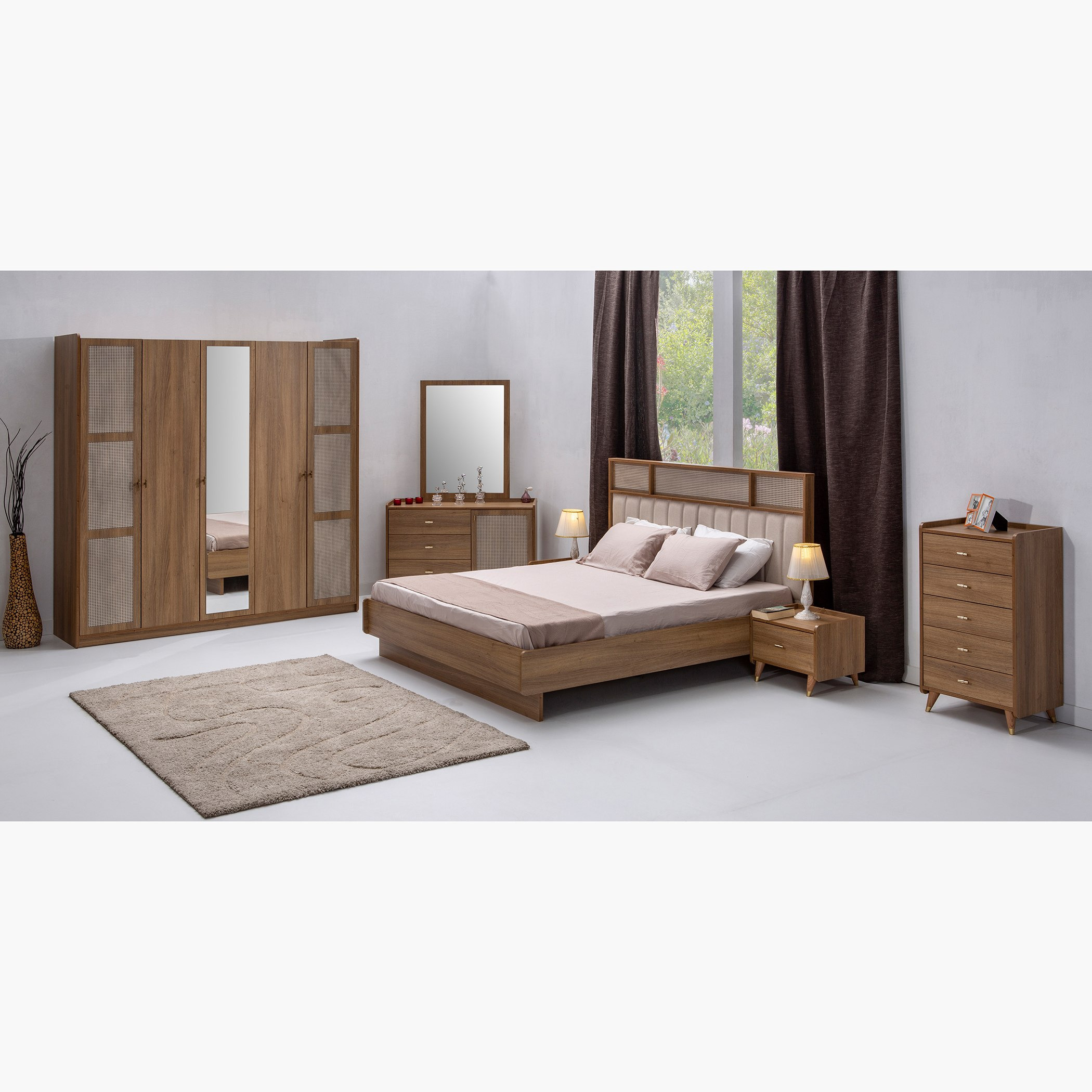 خزانة ملابس 5 أبواب بمرآة من بالي-hbxfurniture-wardrobes-image-7