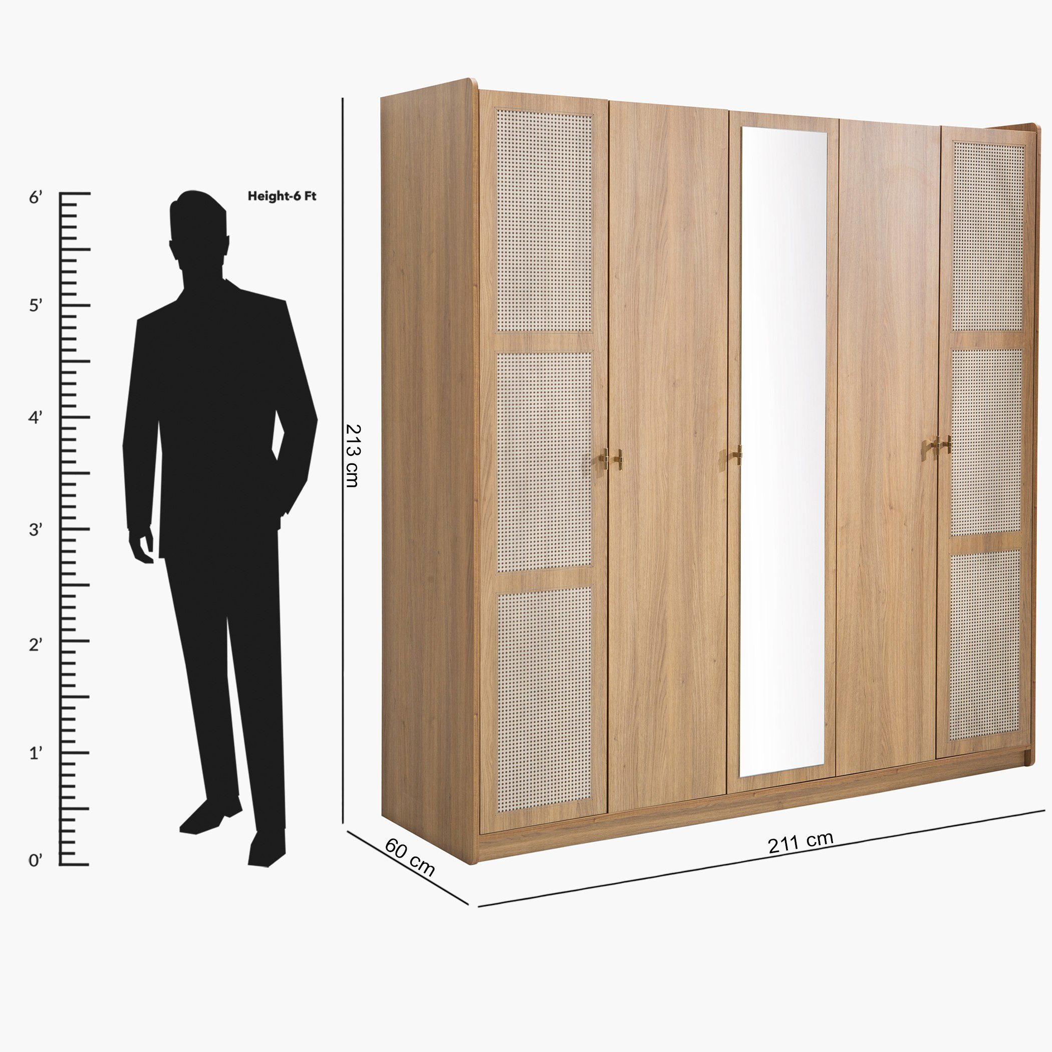 خزانة ملابس 5 أبواب بمرآة من بالي-hbxfurniture-wardrobes-image-9