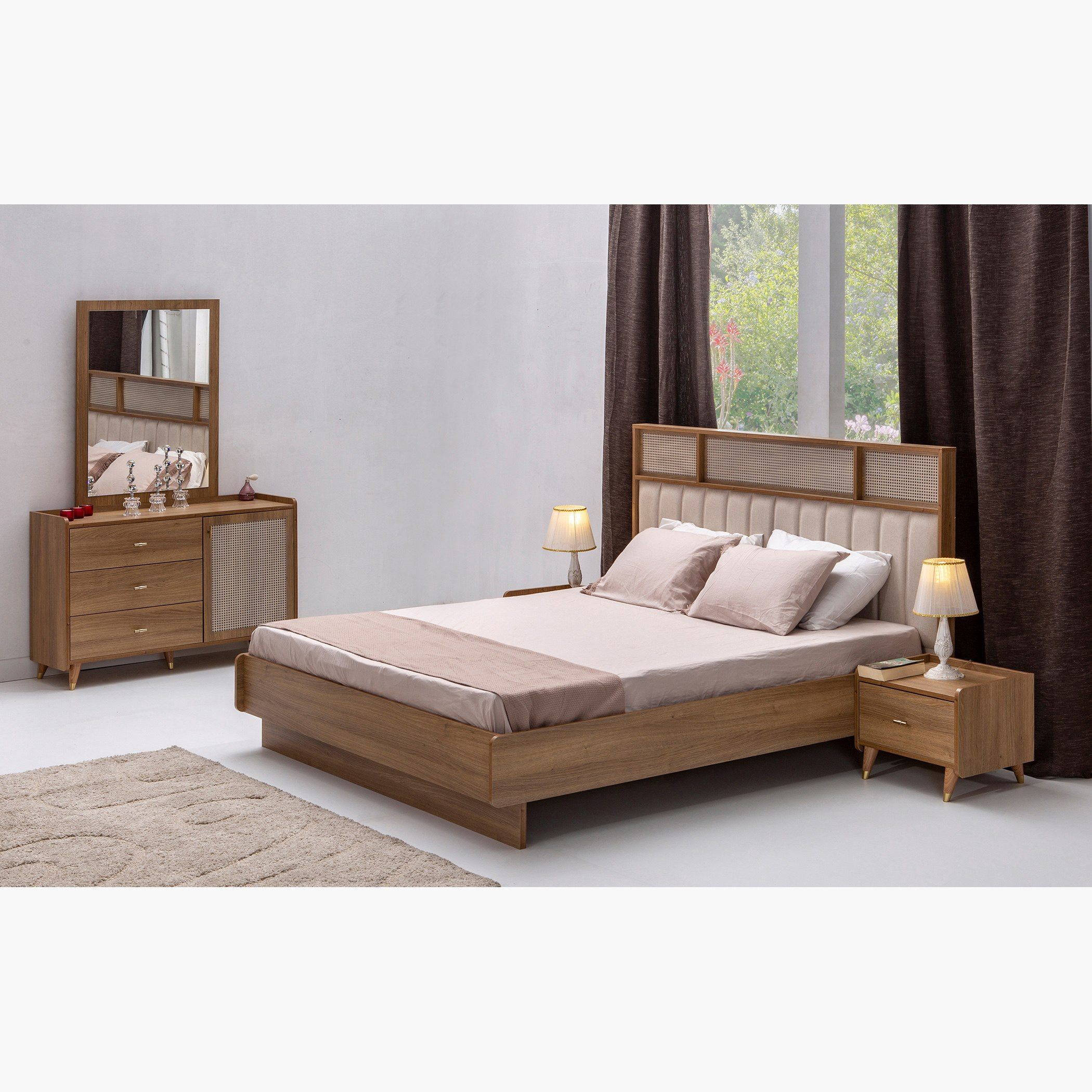 طقم غرفة نوم كينج 5 قطع من بالي - 180x200 سم-hbxbedroom-bedsandbedsets-bedroomsets-king-image-1