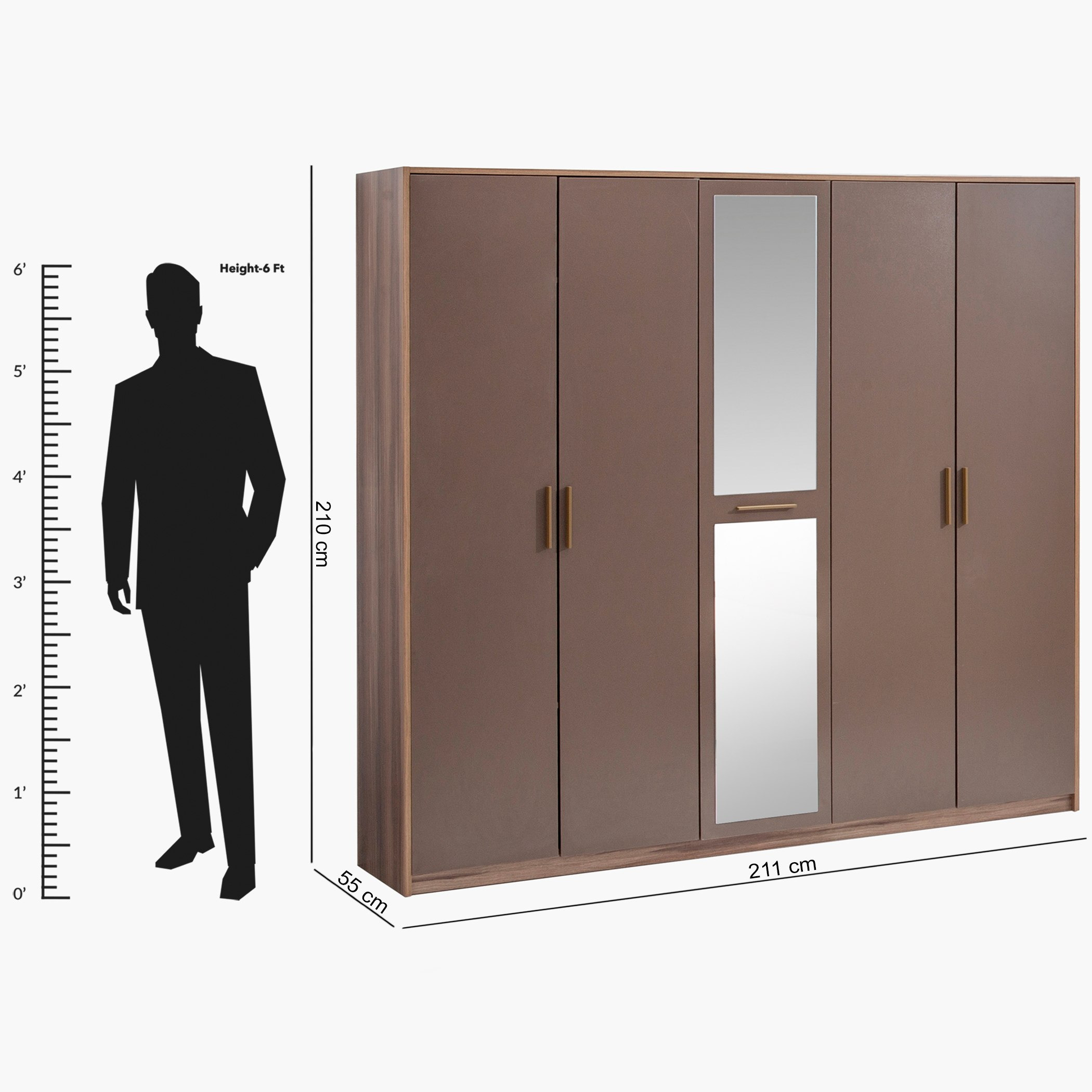 خزانة ملابس 5 أبواب مع مرآة - كاستيلون من موڤو-hbxfurniture-wardrobes-image-7