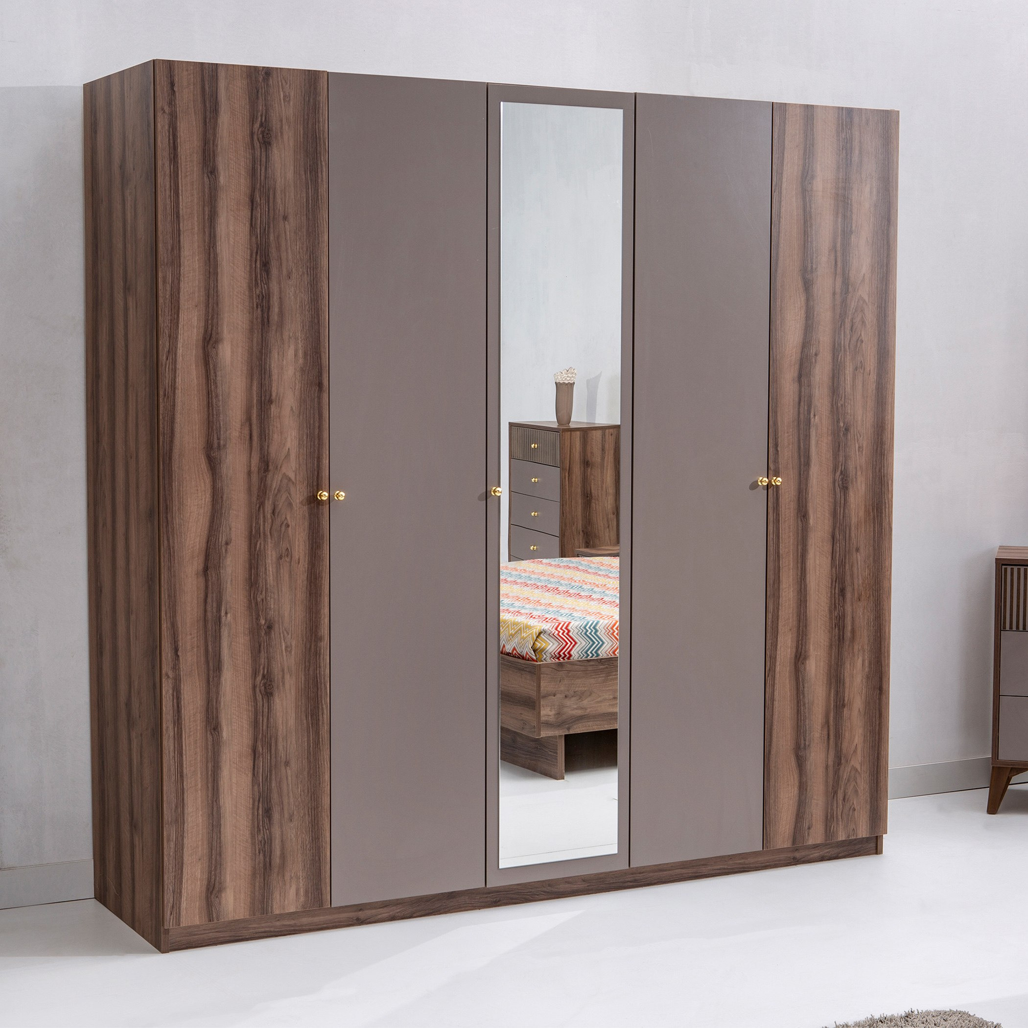 خزانة ملابس 5 أبواب بمرآة من بيانو-hbxfurniture-wardrobes-image-1