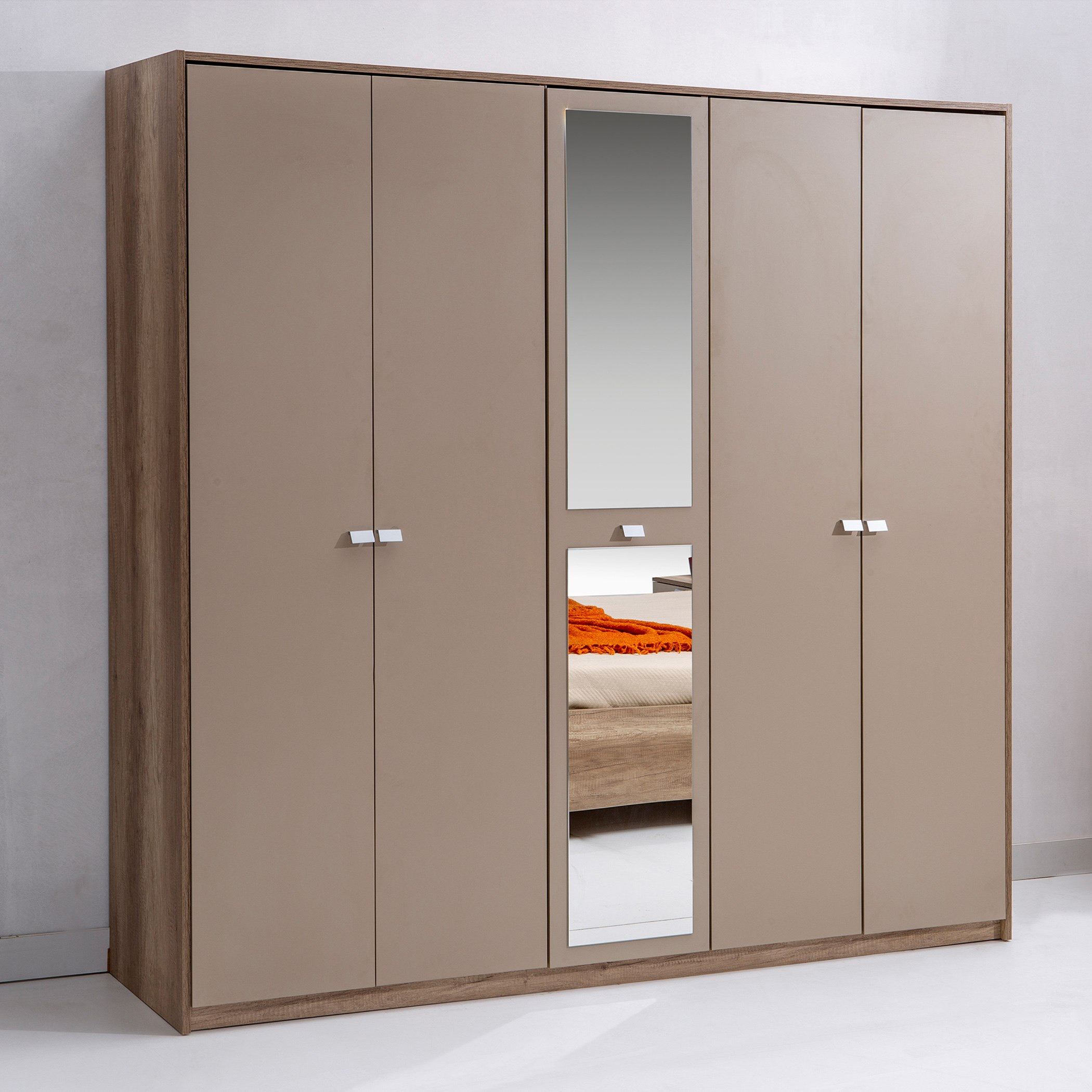 خزانة ملابس 5 أبواب مع مرآة - رافينا من موڤو-hbxfurniture-wardrobes-image-1