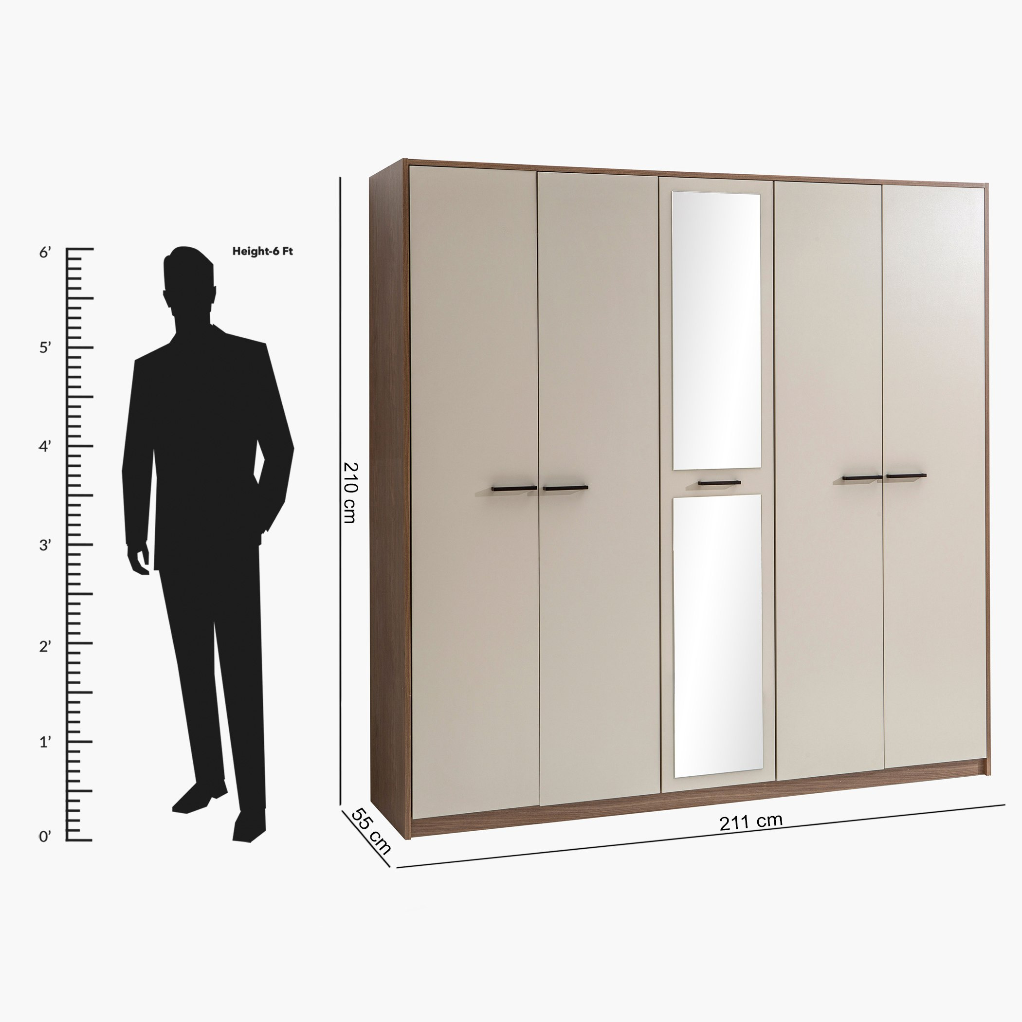 خزانة ملابس 5 أبواب بمرآة من سافونا-hbxfurniture-wardrobes-image-9