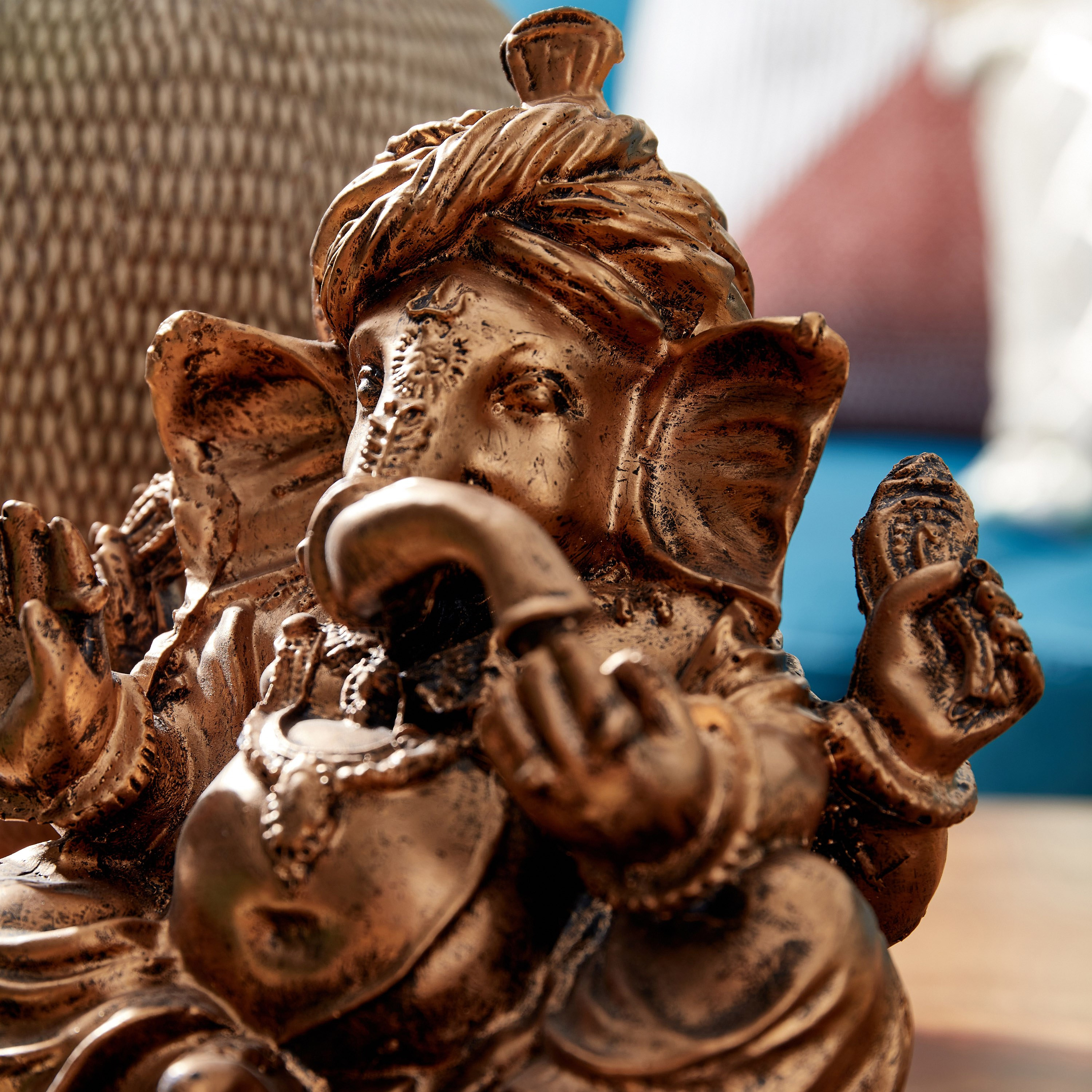 حامل شموع صغيرة بتصميم تمثال جانيشا من البولي ريزين من مينيرفا - 14x8x19 سم-hbxbedroom-homefragrance-candleholders-image-3