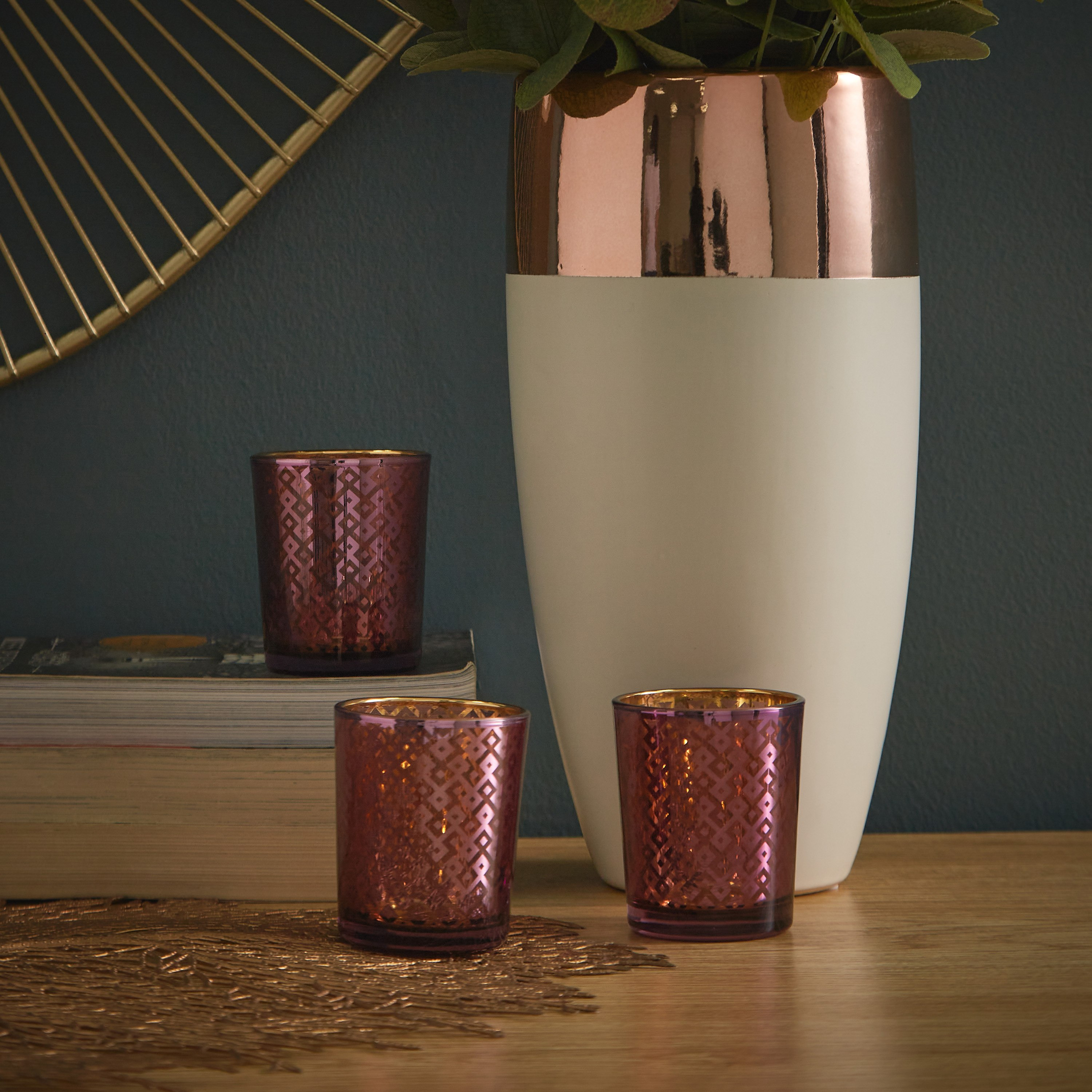 طقم شموع صغيرة زجاجية نذرية زجاجية 3 قطع من مينيرفا - 5.5x6.7 سم-hbxlivingroom-decorandaccessories-candleholders-image-1