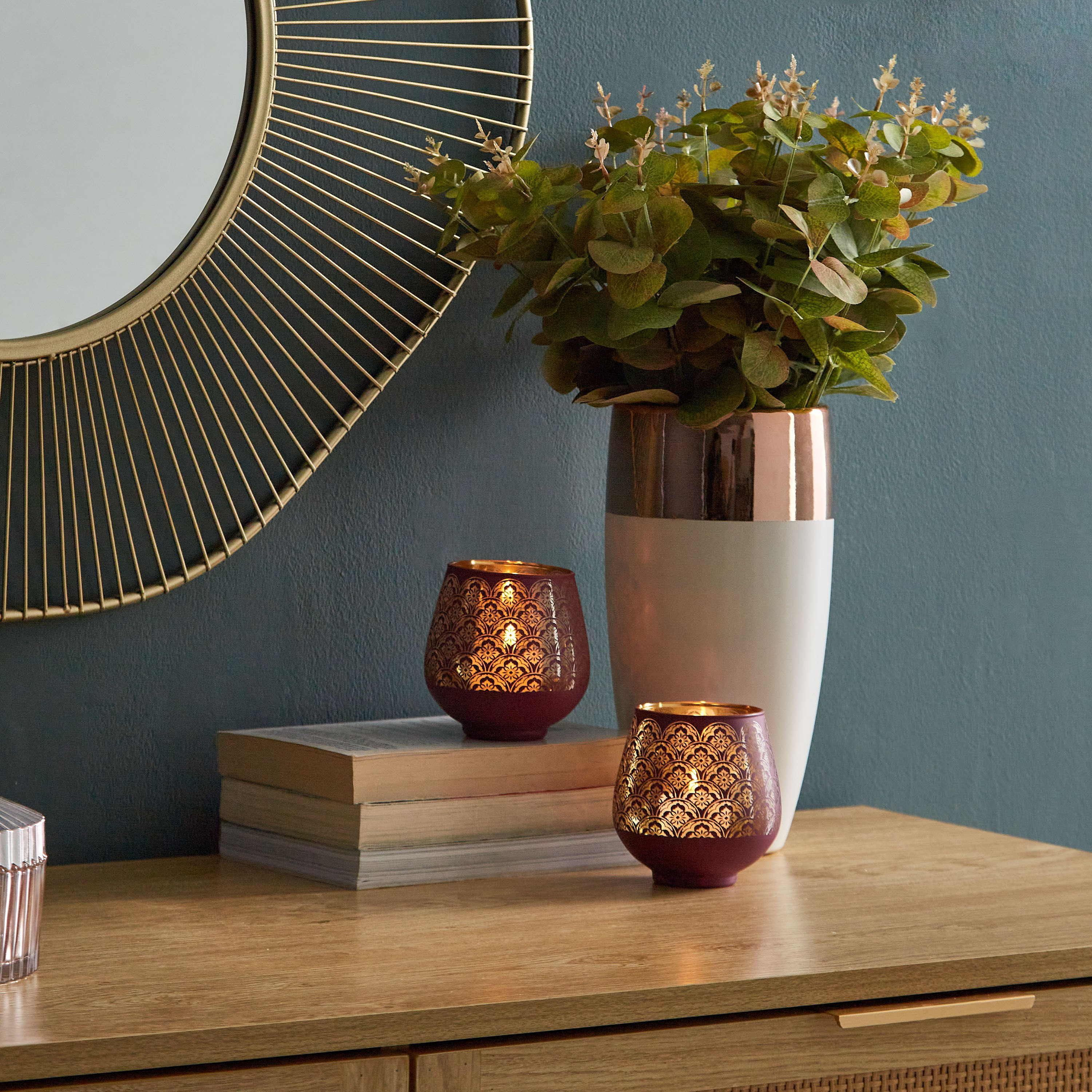 طقم حامل شموع صغيرة بيضاوي زجاجي قطعتين من مينيرفا - 9.5x9 سم-hbxlivingroom-decorandaccessories-candleholders-image-2