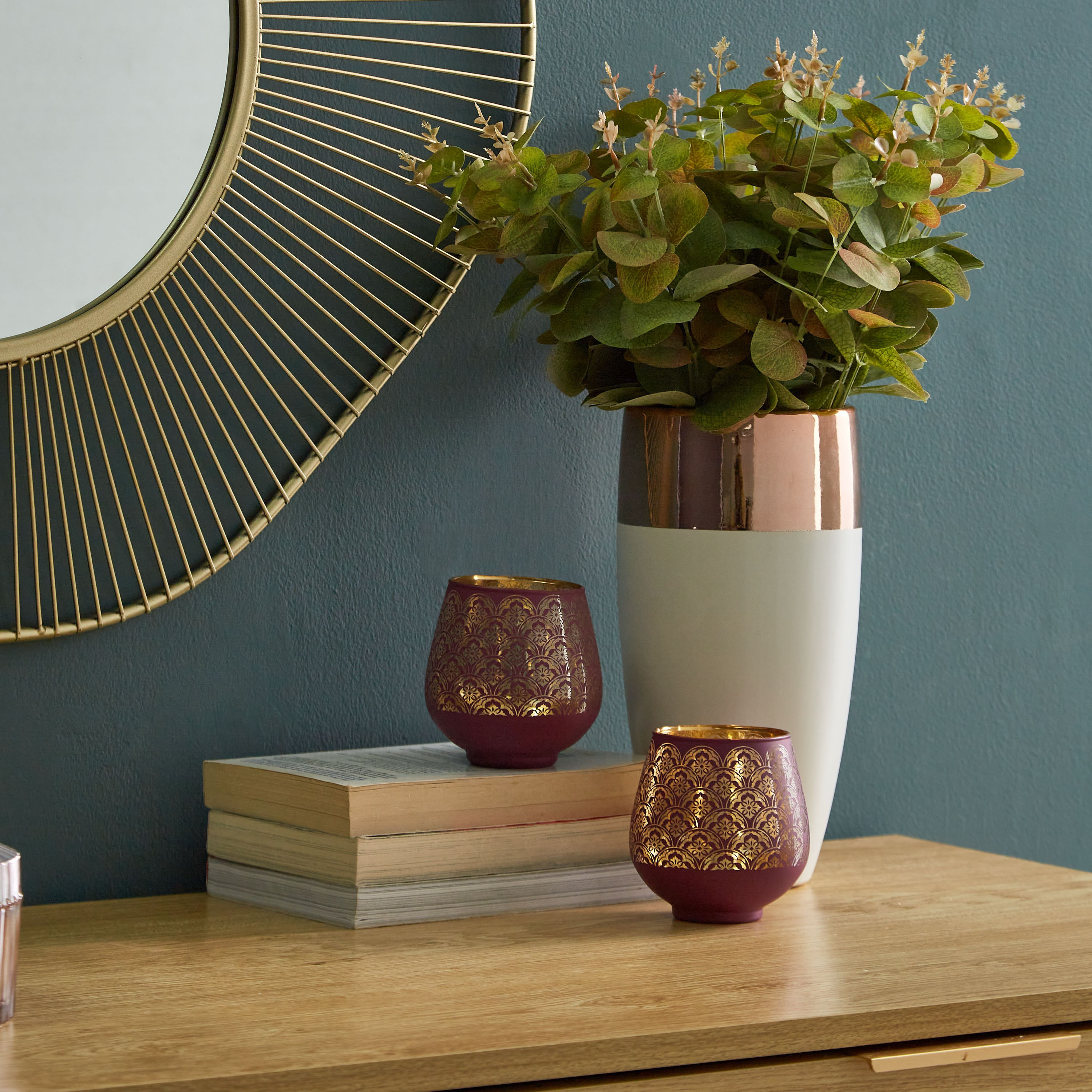 طقم حامل شموع صغيرة بيضاوي زجاجي قطعتين من مينيرفا - 9.5x9 سم-hbxlivingroom-decorandaccessories-candleholders-image-1