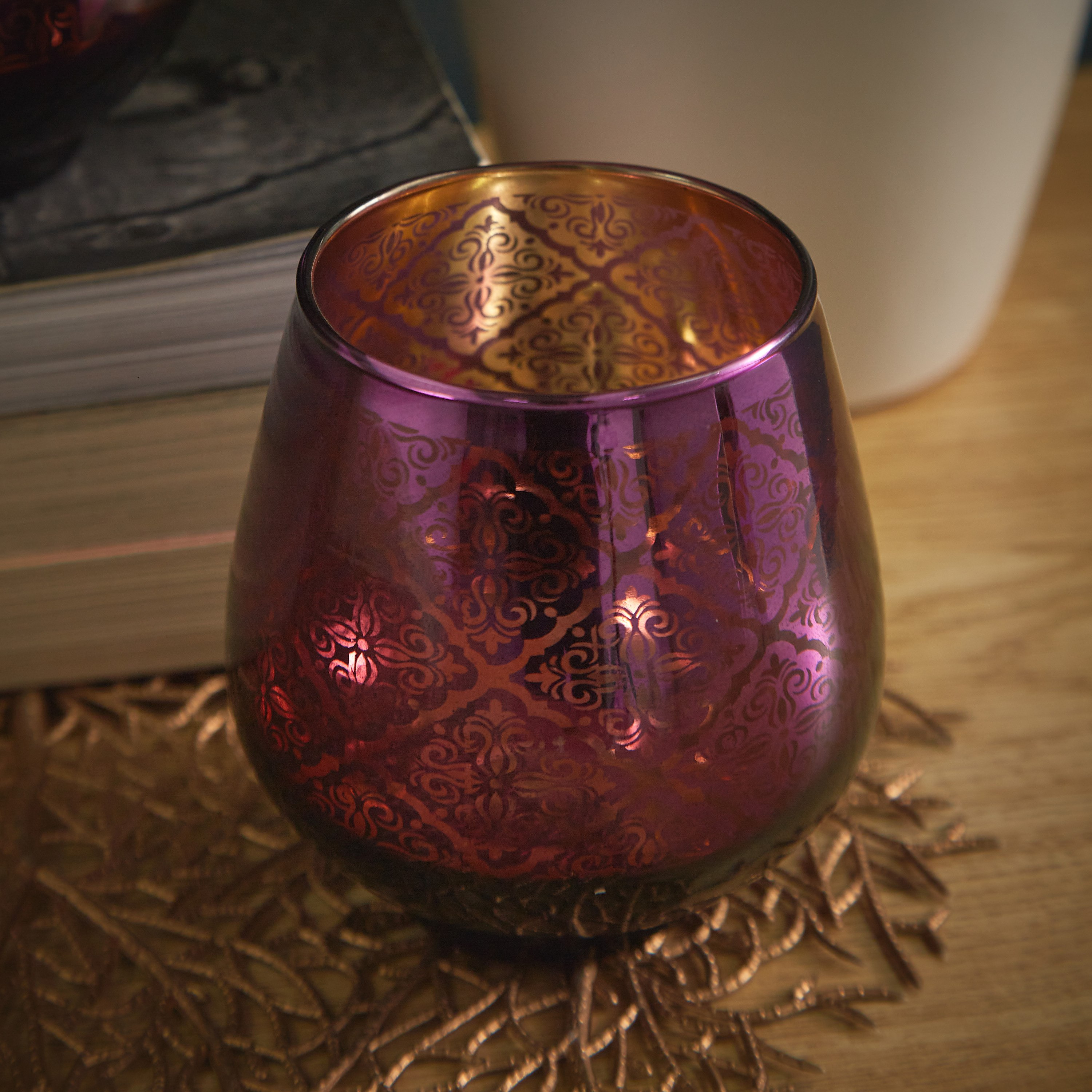 Minerva Brocade Oval 2-Piece Glass Votive Set - 9.5x9 cm-hbxlivingroom-decorandaccessories-candleholders-image-2