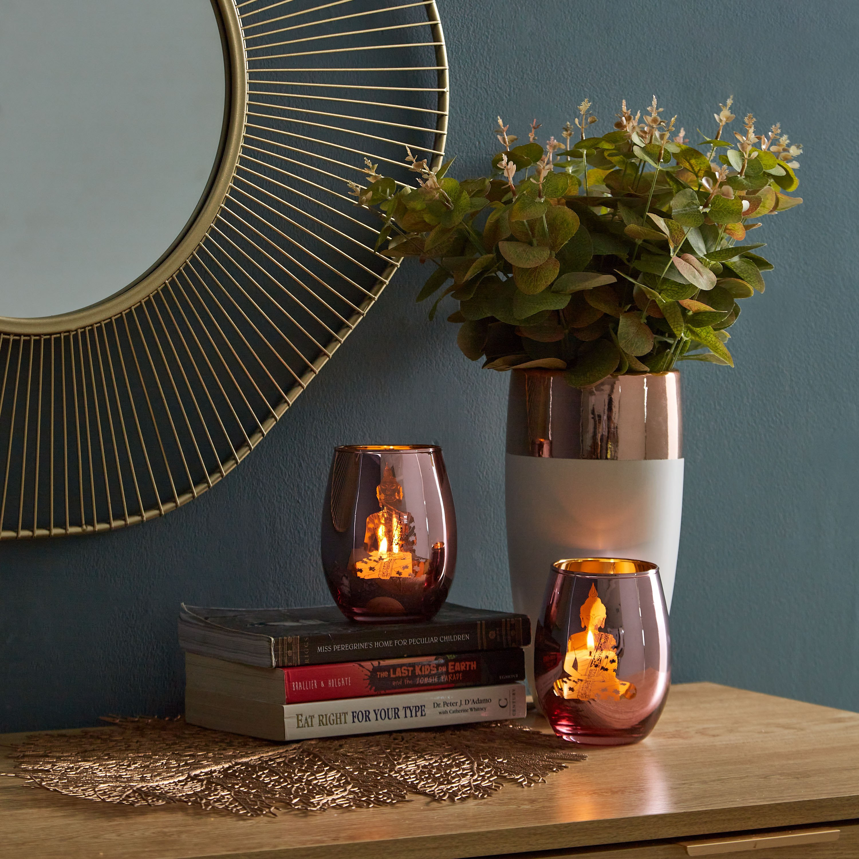 Minerva 2-Piece Glass Buddha Votive Set - 9.5x12 cm-hbxlivingroom-decorandaccessories-candleholders-image-1