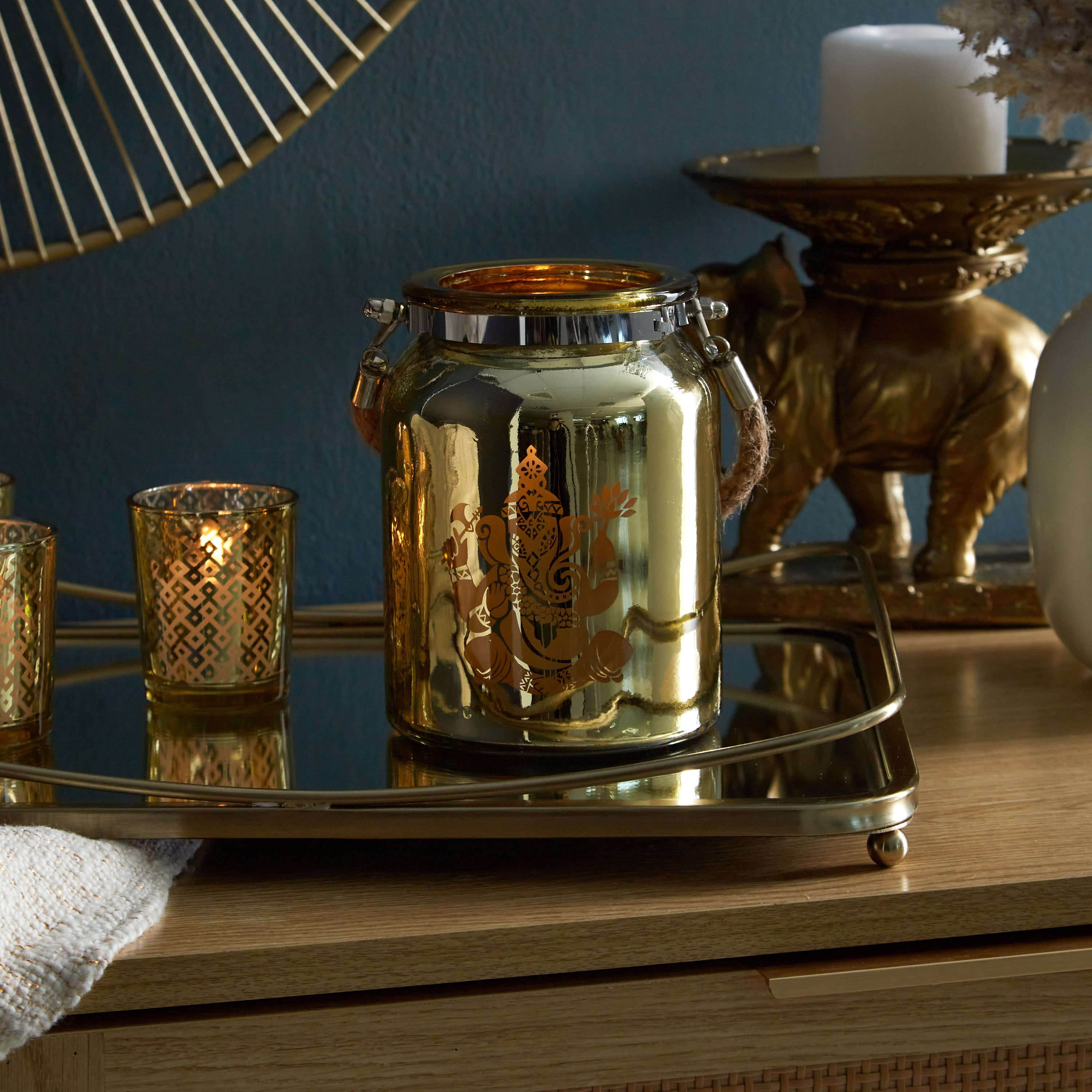 حامل شموع نذري زجاجي جانيشا من مينيرفا - 14 × 10 سم-hbxlivingroom-decorandaccessories-candleholders-image-1