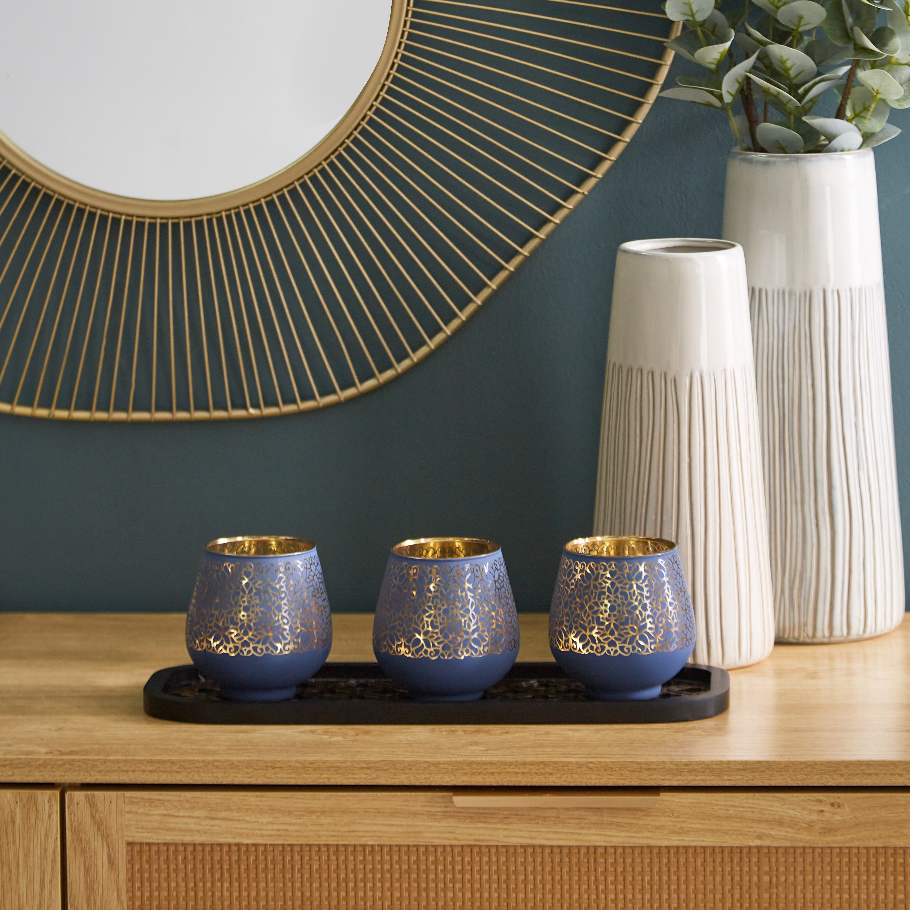 طقم شموع فوتيف زجاج بتصميم شجرة لوتس من مينرفا ويف 36x13.5x1.5 سم-hbxlivingroom-decorandaccessories-candleholders-image-1