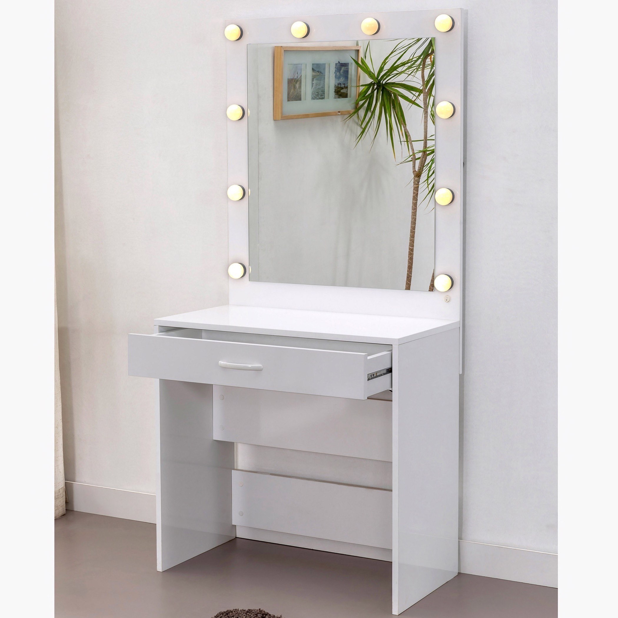 طاولة تزيين بمرآة وأضواء من هالمستاد-hbxfurniture-bedroom-dressersandmirrors-image-4