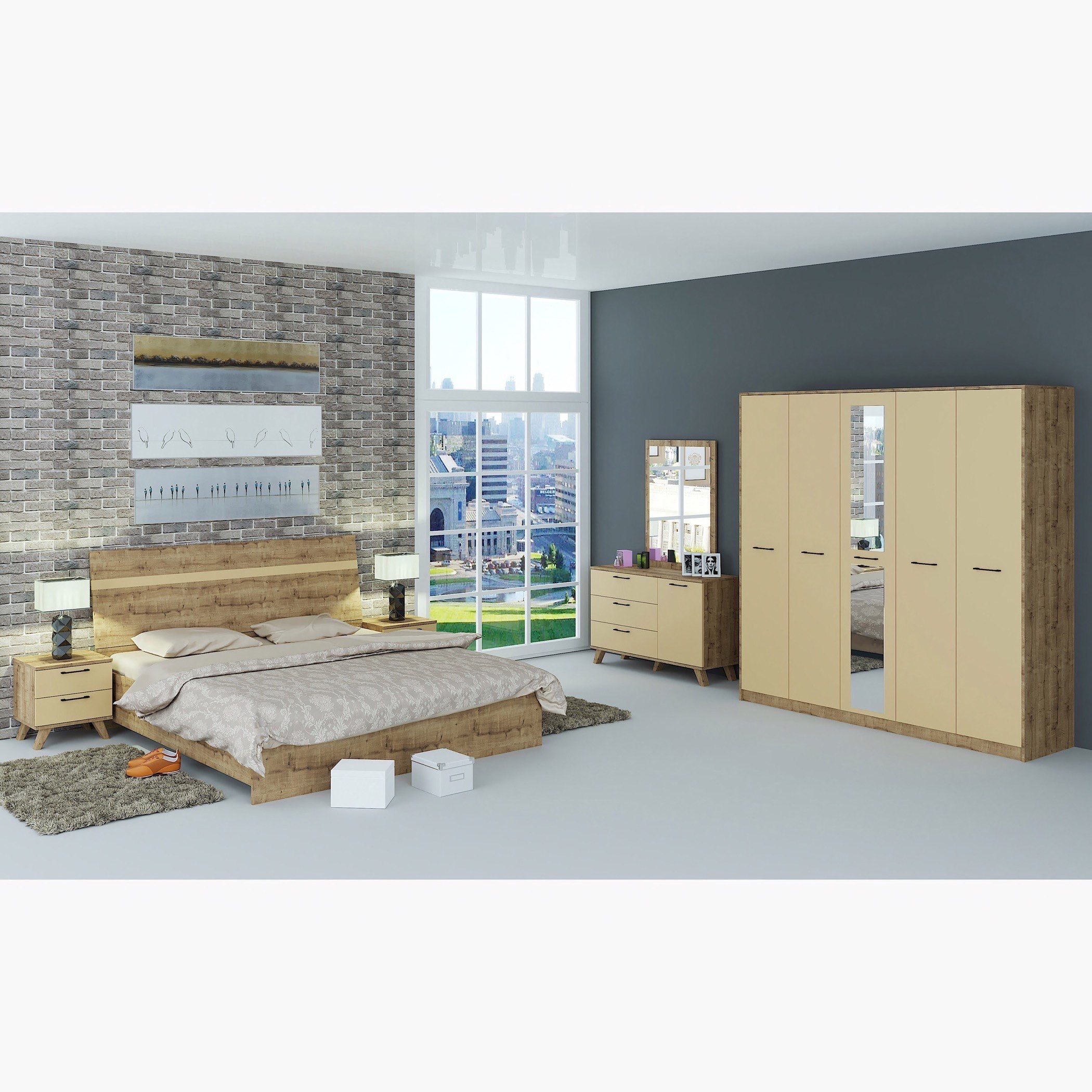 Serena 5-Piece King Bedroom Set - 180x200 cm-hbxbedroom-bedsandbedsets-bedroomsets-king-image-1