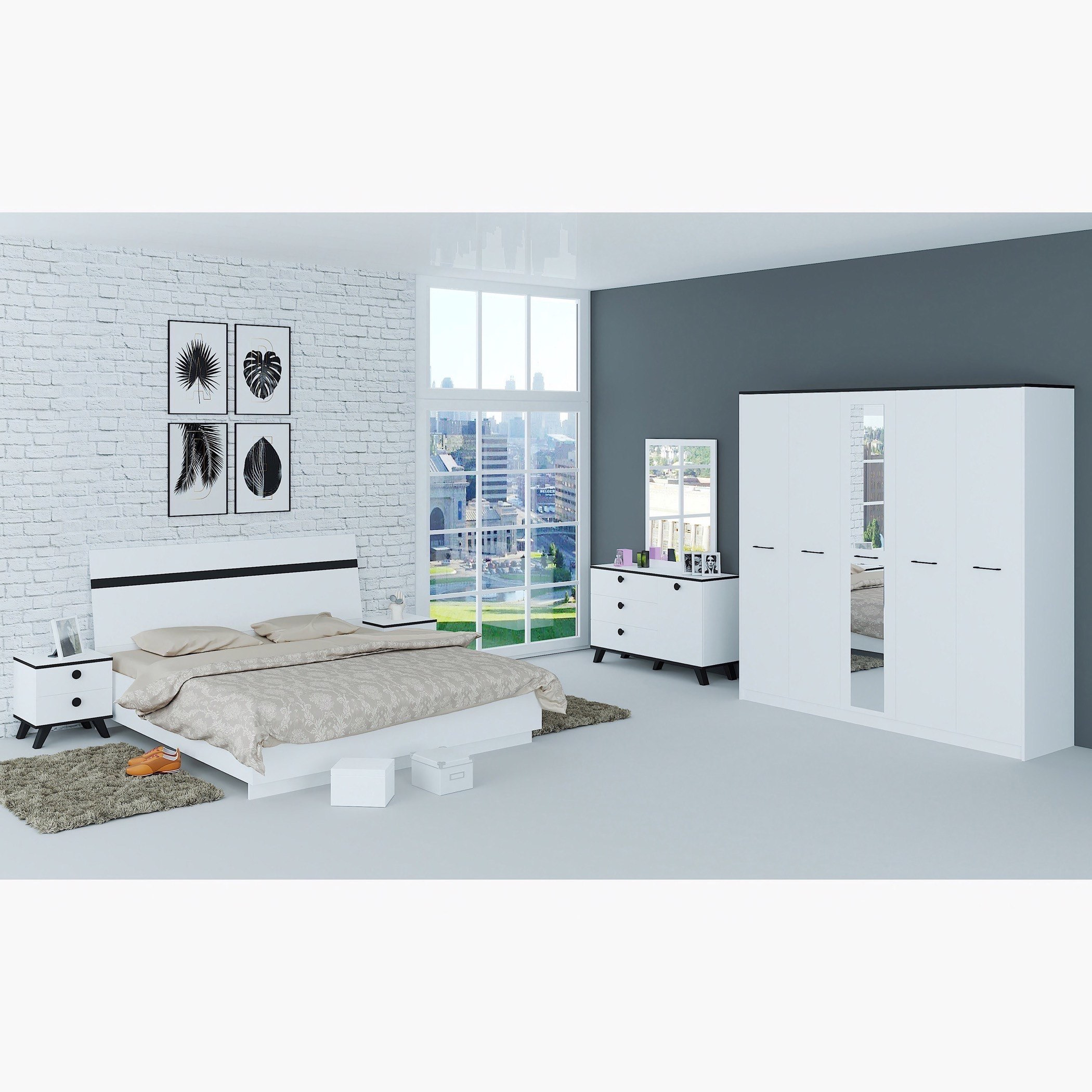 طقم غرفة نوم كينج 5 قطع من ويلينجتون - 180x200 سم-hbxbedroom-bedsandbedsets-bedroomsets-king-image-1