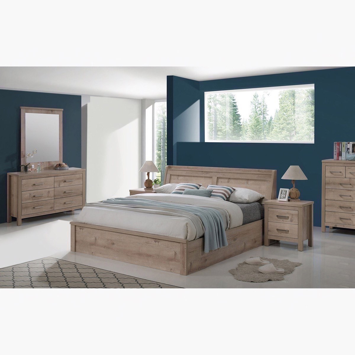 طقم غرفة نوم كينج 5 قطع من دينفر - 180x200 سم-hbxbedroom-bedsandbedsets-bedroomsets-king-image-1