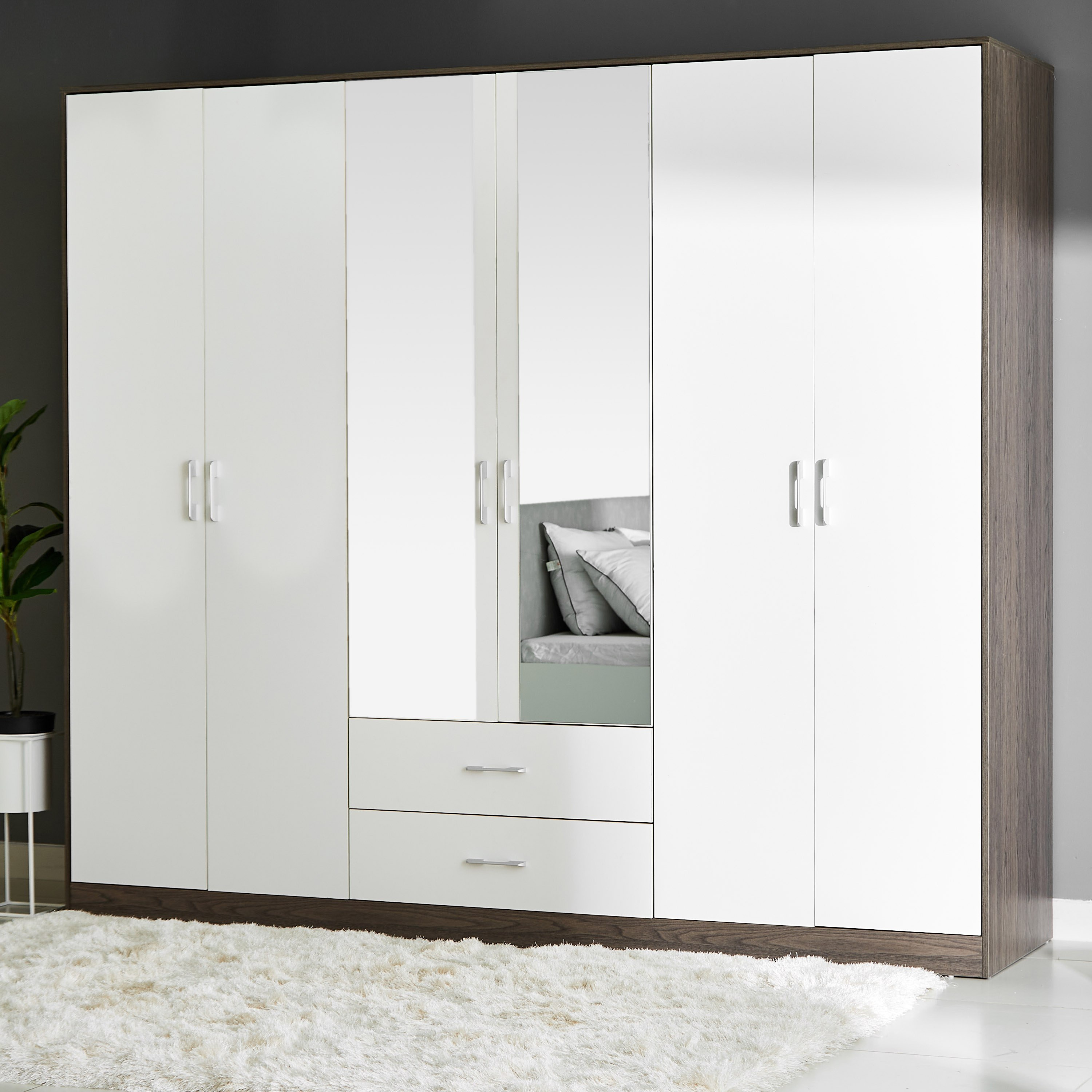 White wardrobe outlet with mirror