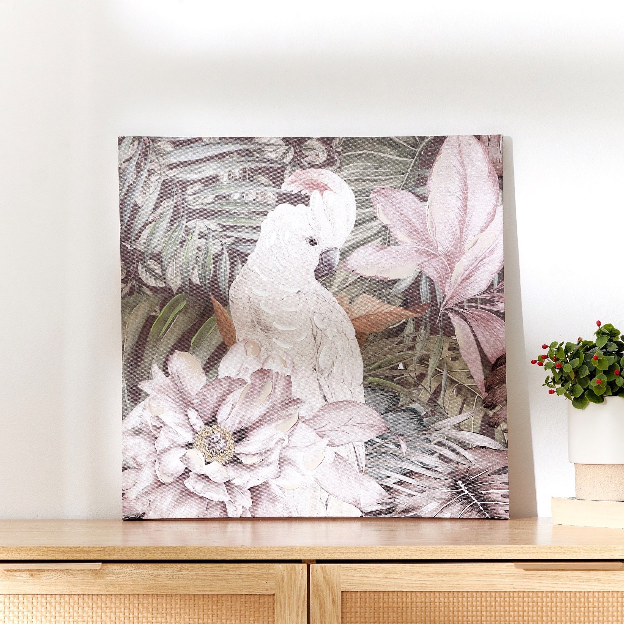 لوحة مؤطرة مرسومة يدويا بطبعات ببغاء من نيلا - 50x2x50 سم-PROMO_HB_AE_B1G1_250925-image-1