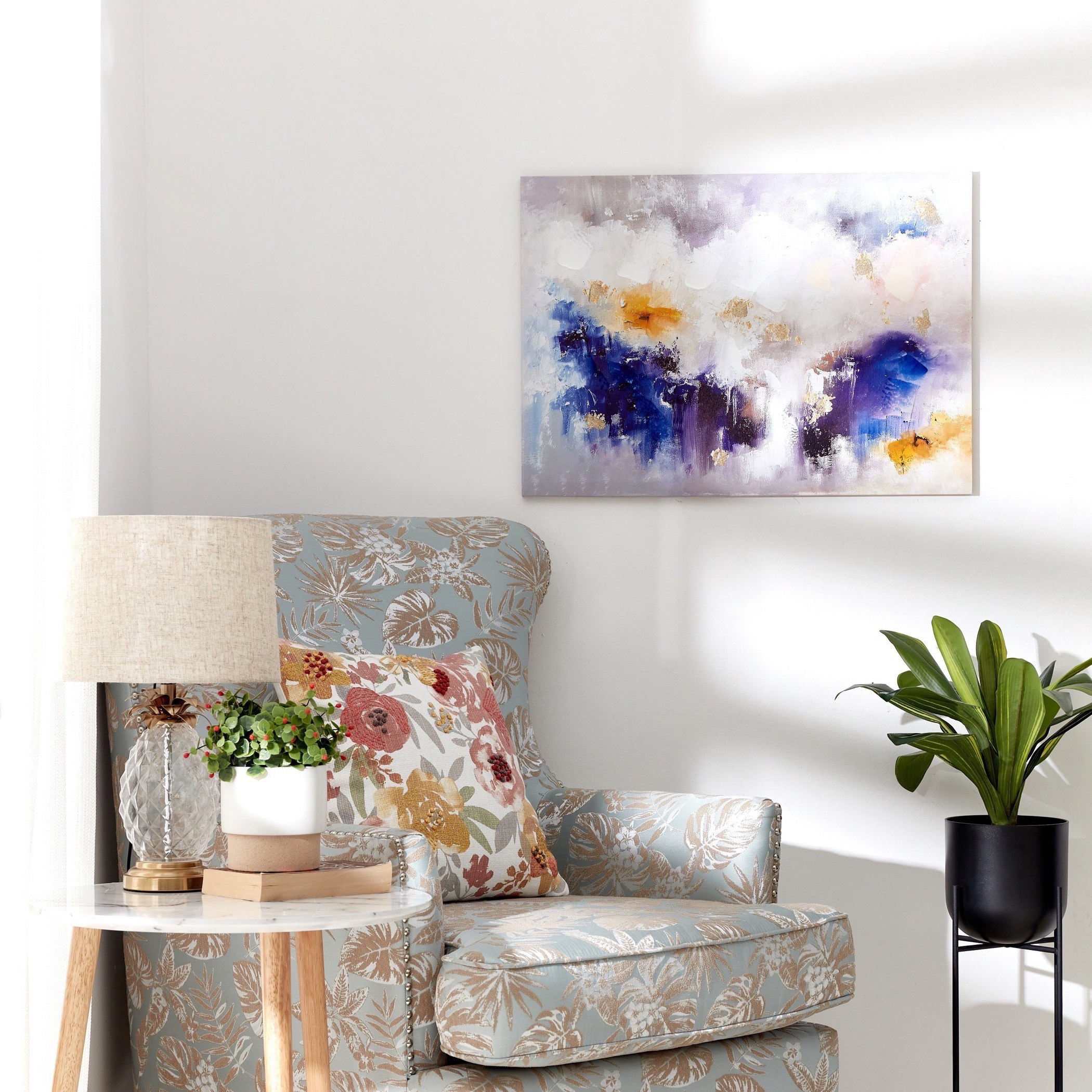 Nela Dusky Abstract Printed and Handpainted Framed Picture - 70x2x50 cm-hbxhomeware-hbxdecorandfurnishings-image-4