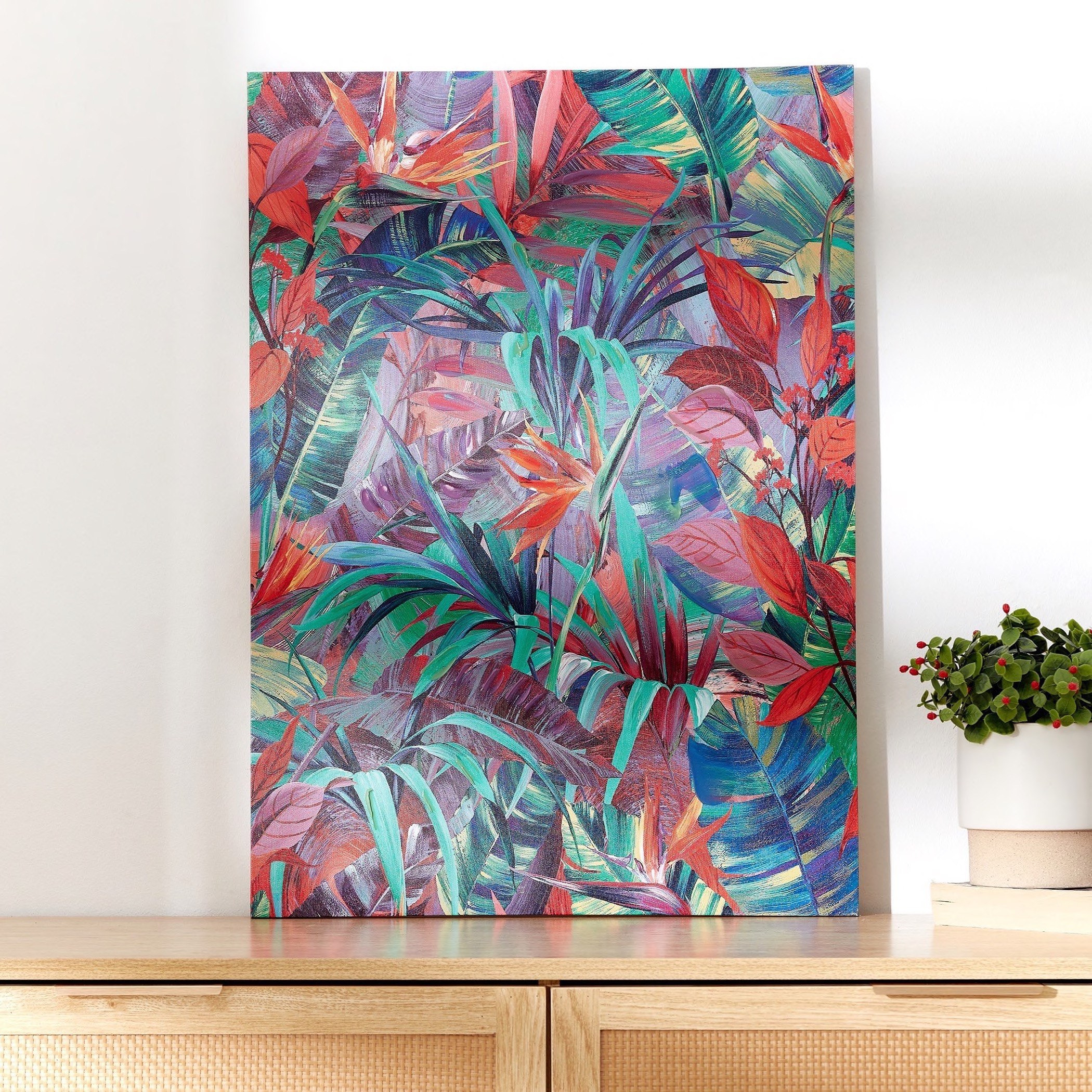 لوحة مؤطرة مرسومة يدويا بطبعات أزهار وأوراق شجر من نيلا - 50x2x70  سم-hbxhomeware-hbxdecorandfurnishings-image-1