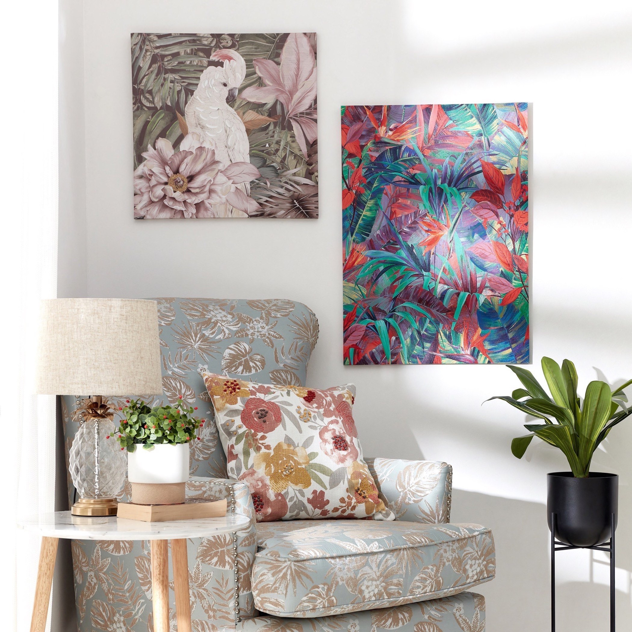 لوحة مؤطرة مرسومة يدويا بطبعات أزهار وأوراق شجر من نيلا - 50x2x70  سم-hbxhomeware-hbxdecorandfurnishings-image-4