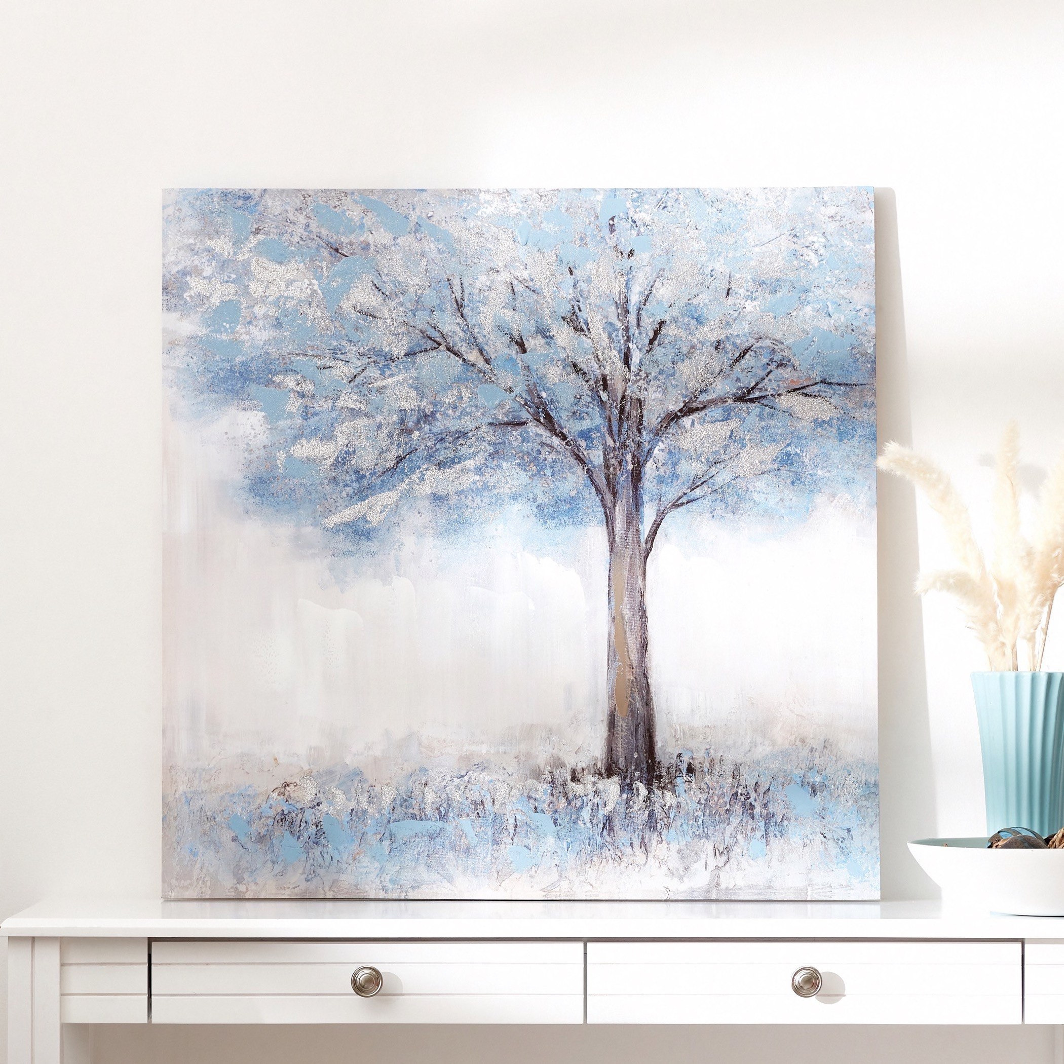 لوحة مؤطرة مرسومة يدويا بطبعات شجرة من نيلا - 80x3x80 سم-hbxhomeware-hbxdecorandfurnishings-image-1