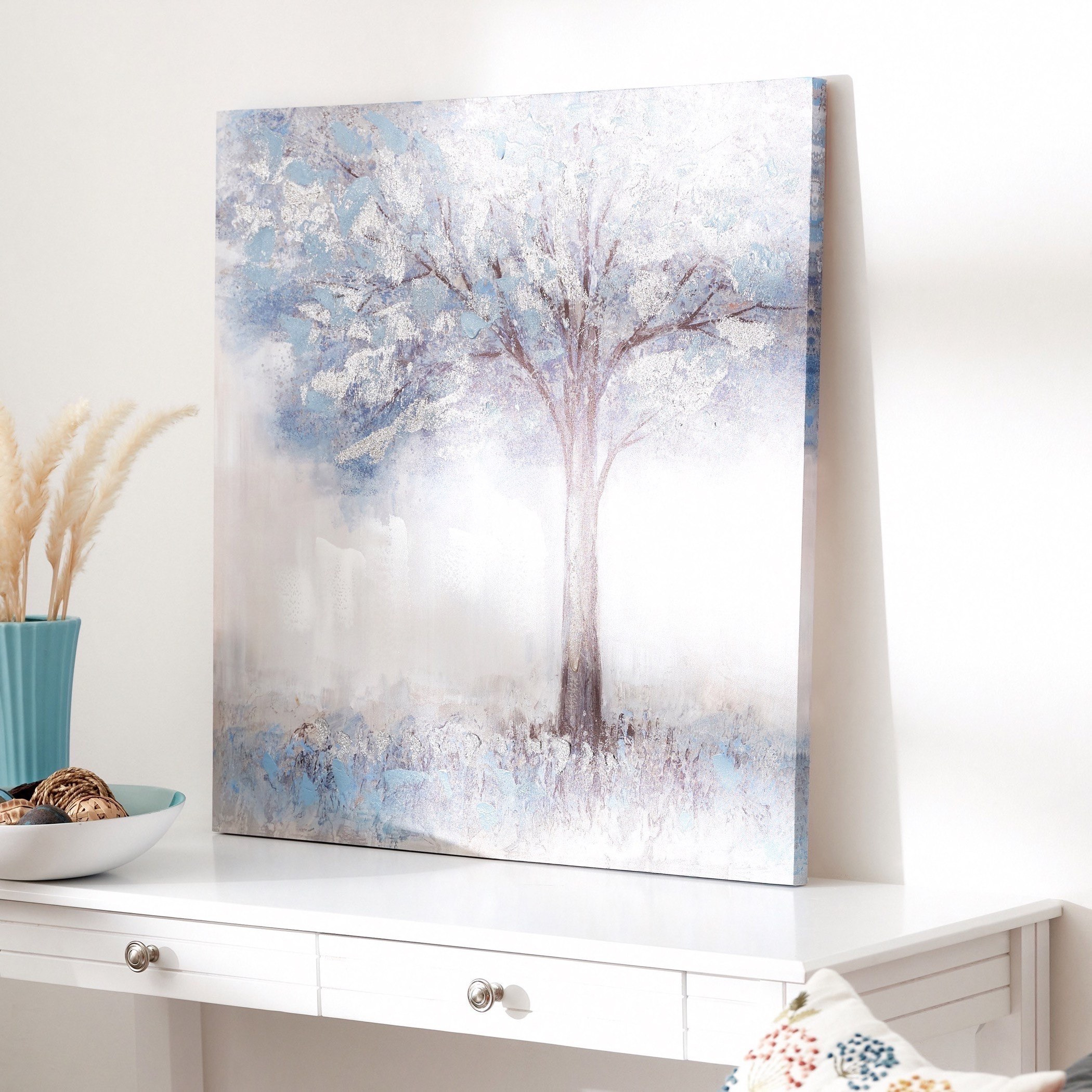 لوحة مؤطرة مرسومة يدويا بطبعات شجرة من نيلا - 80x3x80 سم-hbxhomeware-hbxdecorandfurnishings-image-2