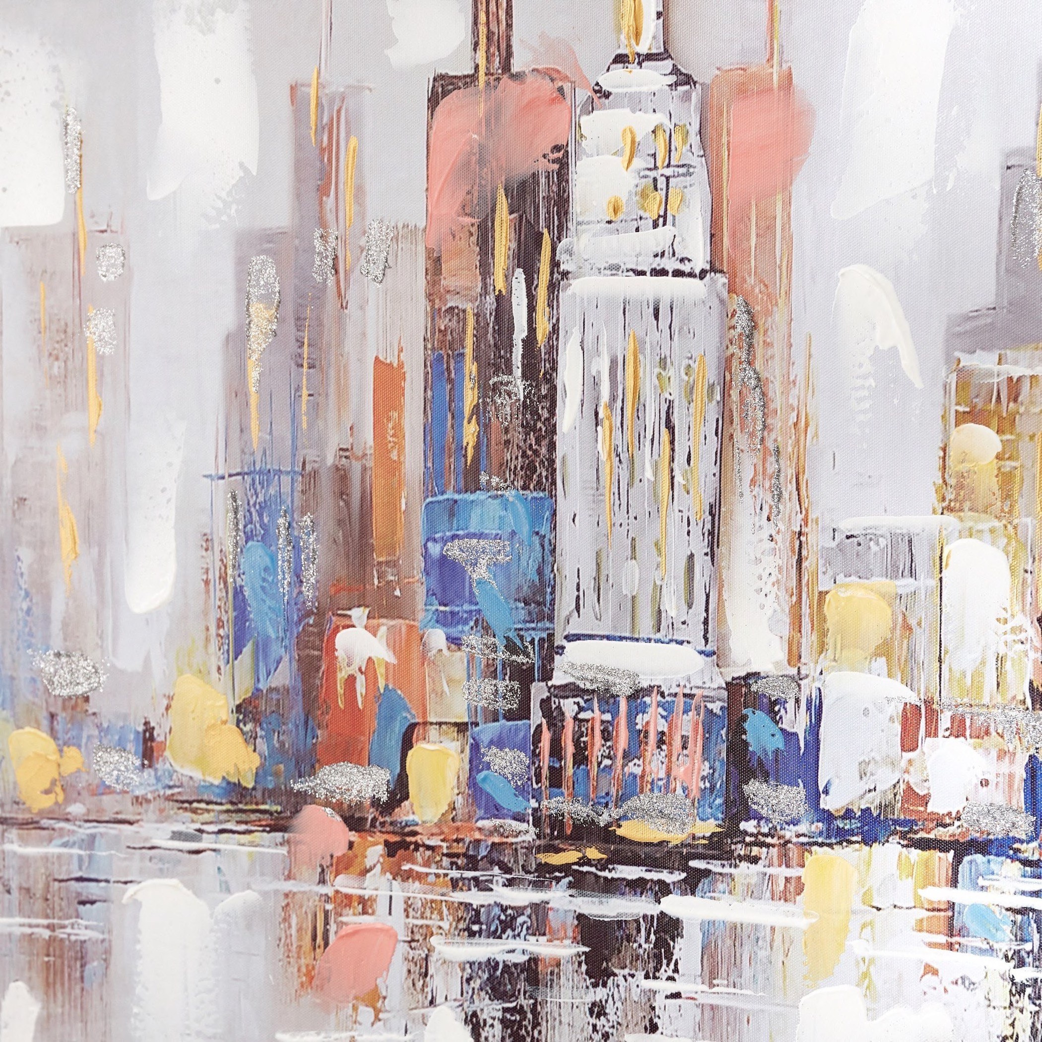 لوحة مؤطرة مرسومة يدويا بتصميم منظر مدينة من نيلا - 120x3x60 سم-hbxhomeware-hbxdecorandfurnishings-image-3