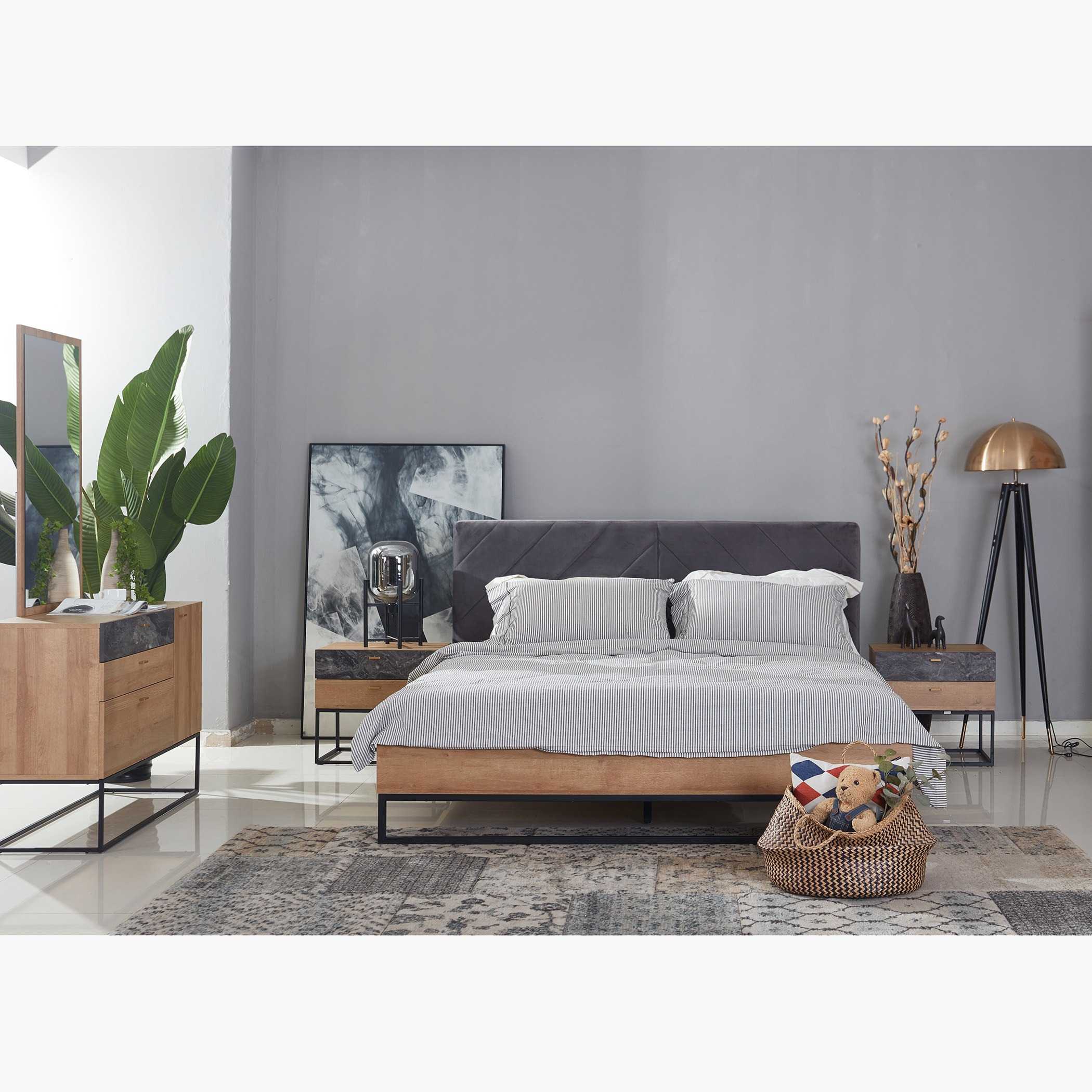 طقم غرفة نوم كينج 5 قطع من بالتيمور- 180x200 سم-hbxbedroom-bedsandbedsets-bedroomsets-king-image-1