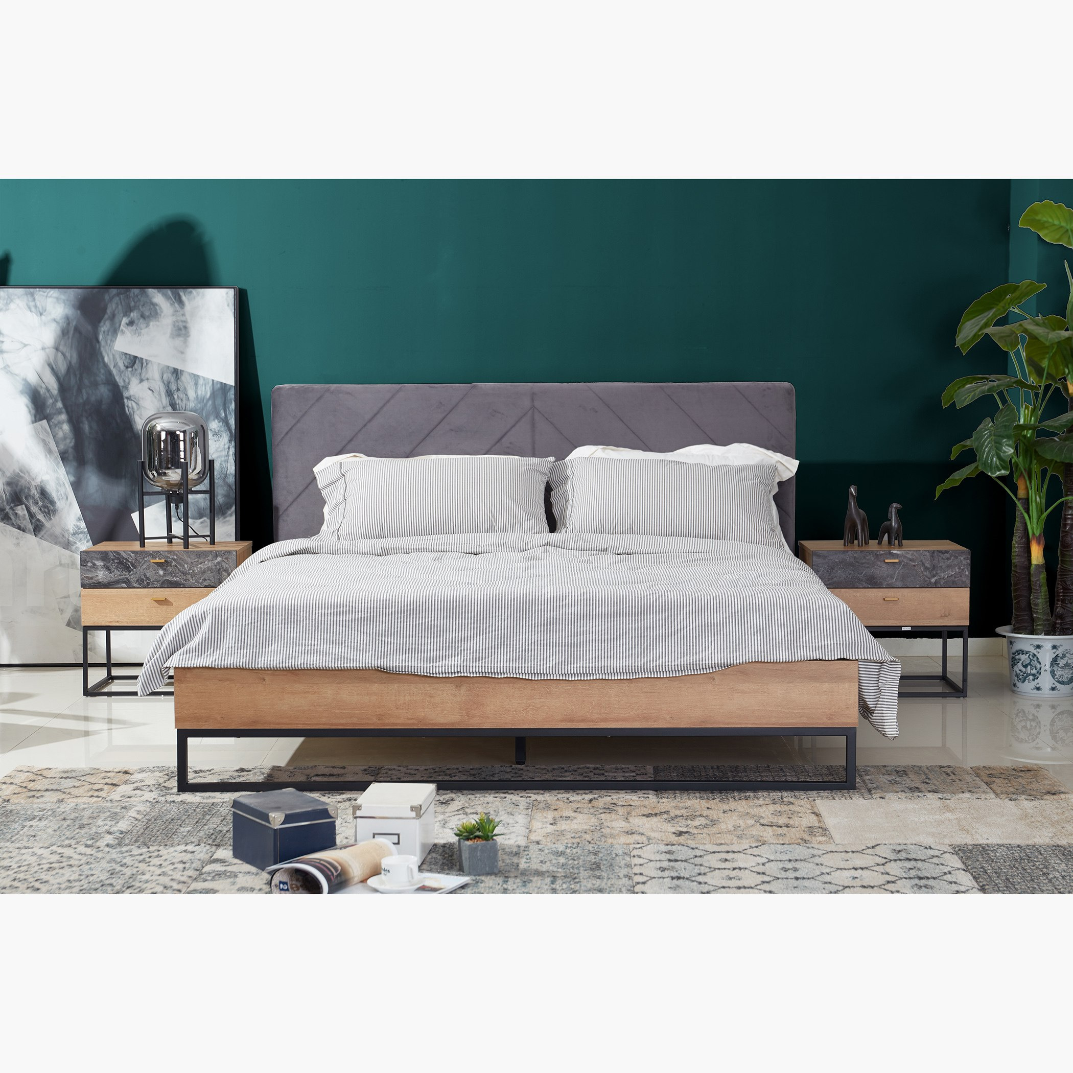 طقم غرفة نوم كينج 5 قطع من بالتيمور- 180x200 سم-hbxbedroom-bedsandbedsets-bedroomsets-king-image-2
