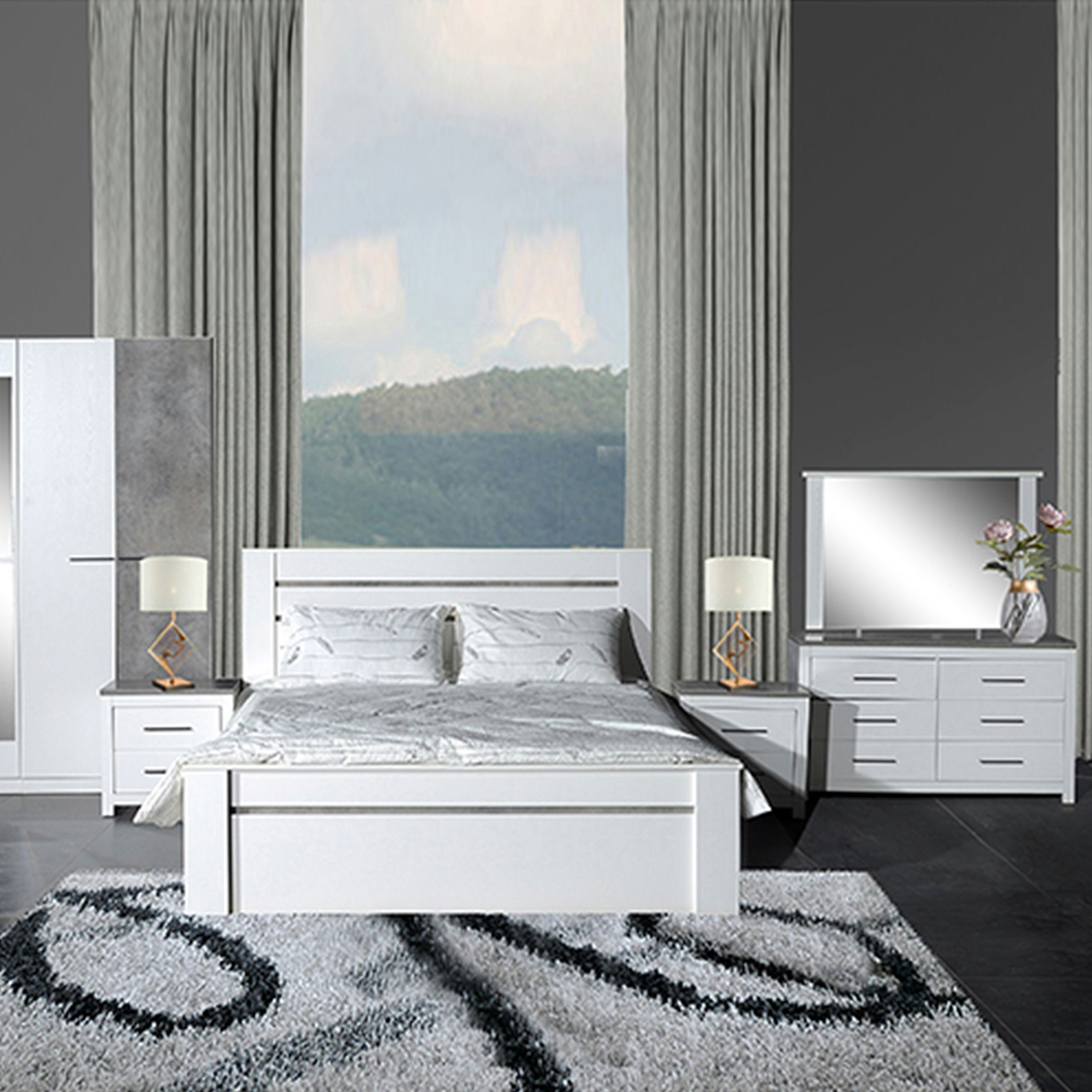 طقم غرفة نوم كينج 5 قطع - سيدني من موڤو  - 180x200 سم-hbxbedroom-bedsandbedsets-bedroomsets-king-image-1