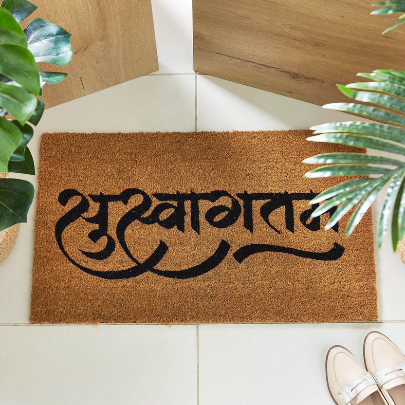 Indie Vibe Suswagatam Printed Coir Doormat - 45x75 cm-Door Mats-image-1
