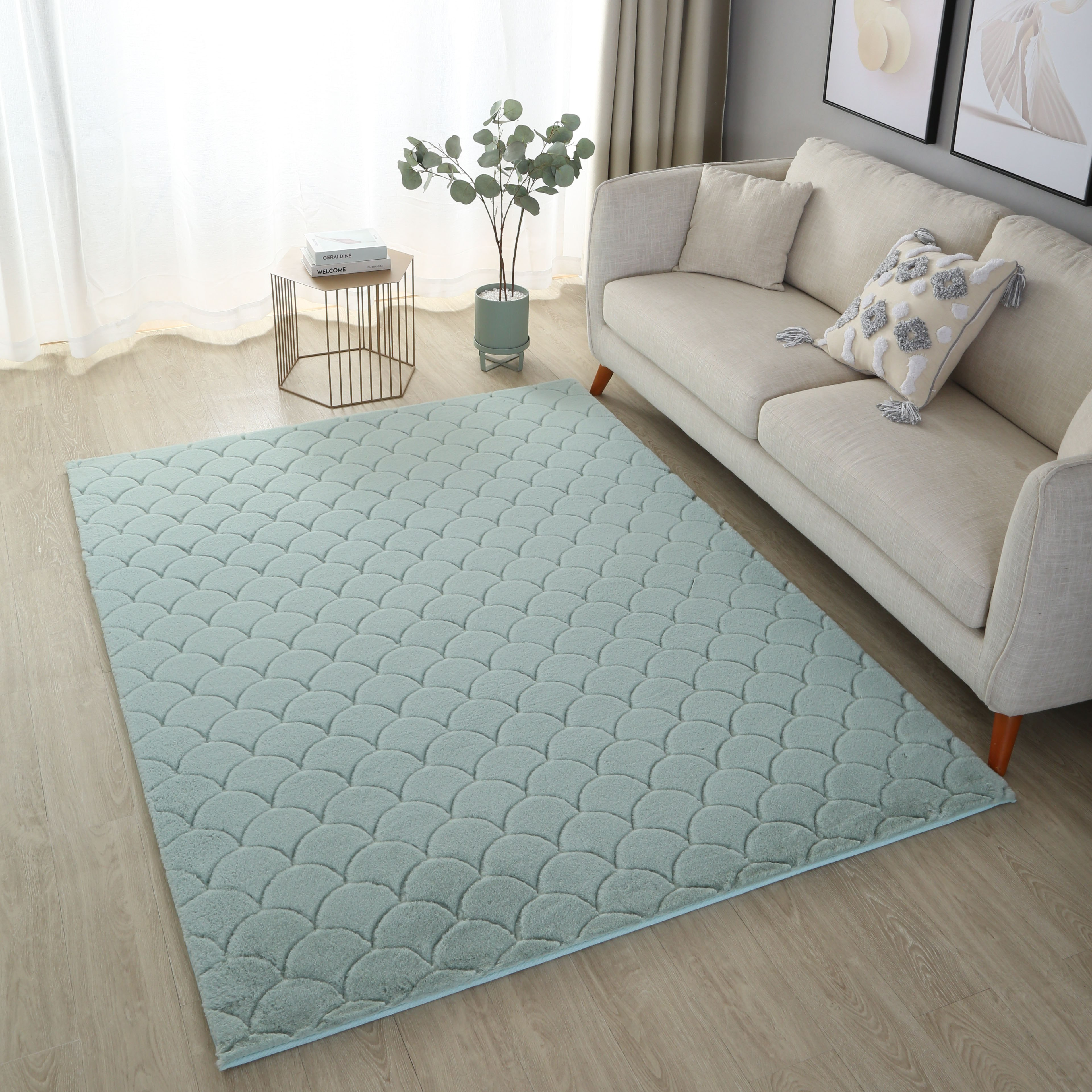 سجادة فرو أرنب مخيّطة من أزيل - 110x160 سم-hbxdecorandfurnishings-floorcoverings-rugs-image-1