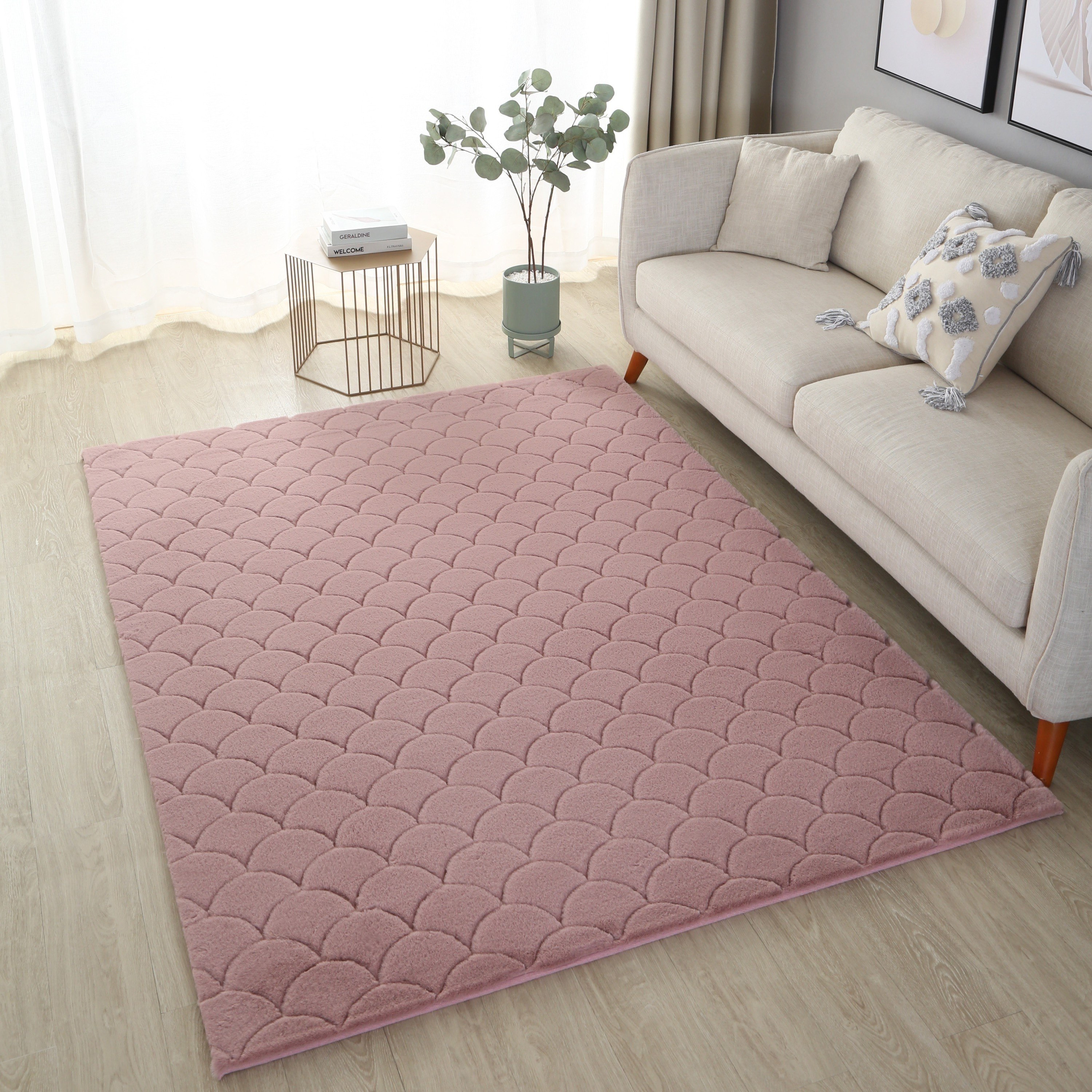 سجادة فرو أرنب مخيّطة من أزيل - 110x160 سم-hbxdecorandfurnishings-floorcoverings-rugs-image-1