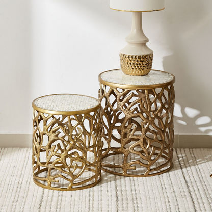 Ivory Aluminum End Table - Set of 2