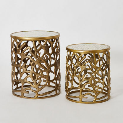 Ivory Aluminum End Table - Set of 2