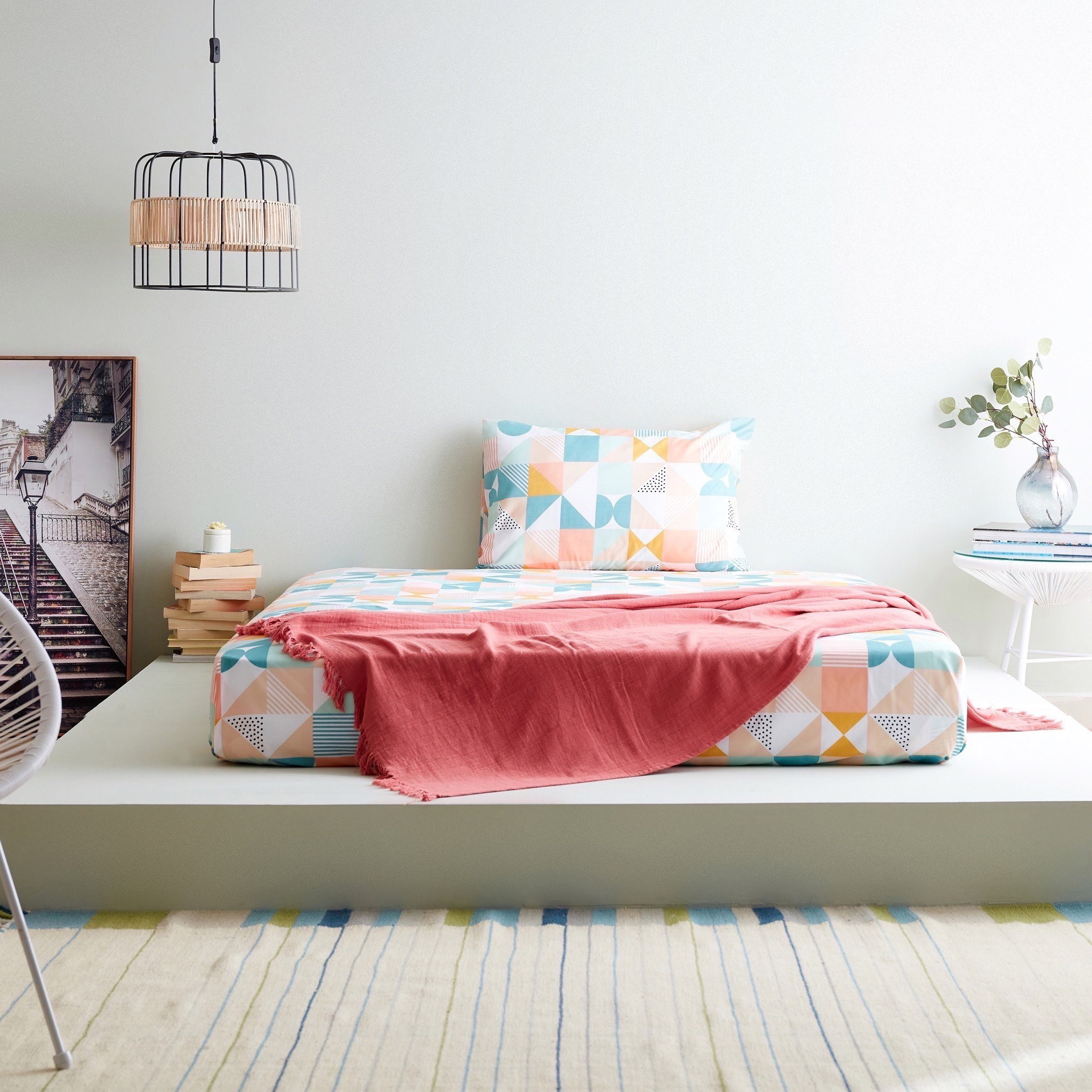 طقم شرشف مسطح فردي مايكروفايبر بطبعات قطعتين من أتلانتا كورا - 150x260 سم-hbxhomeware-hbxbedroom-image-6