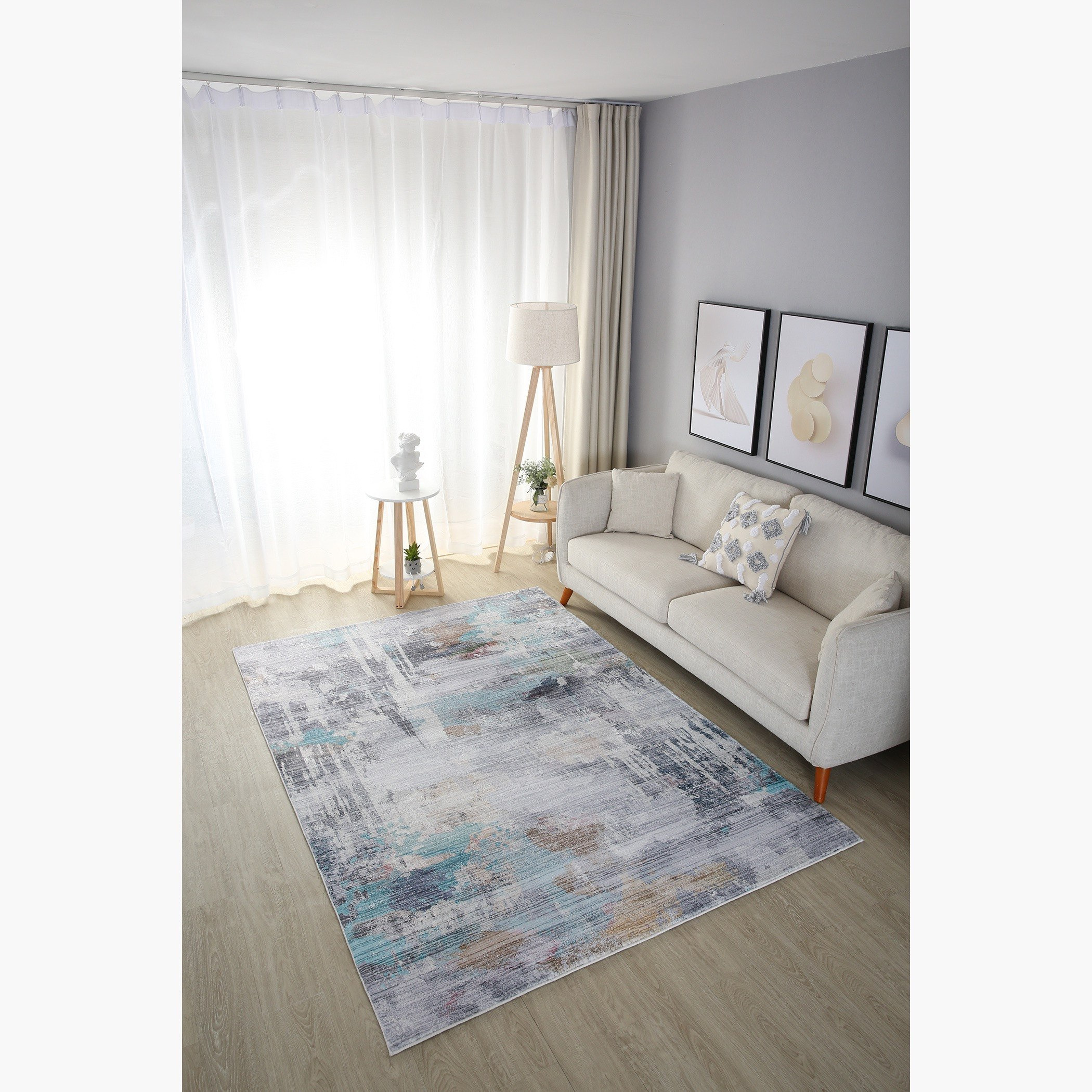 سجادة فرو مخمليّة بطبعات مخططة من بريستول هارلو - 160x230 سم-hbxdecorandfurnishings-floorcoverings-rugs-image-1