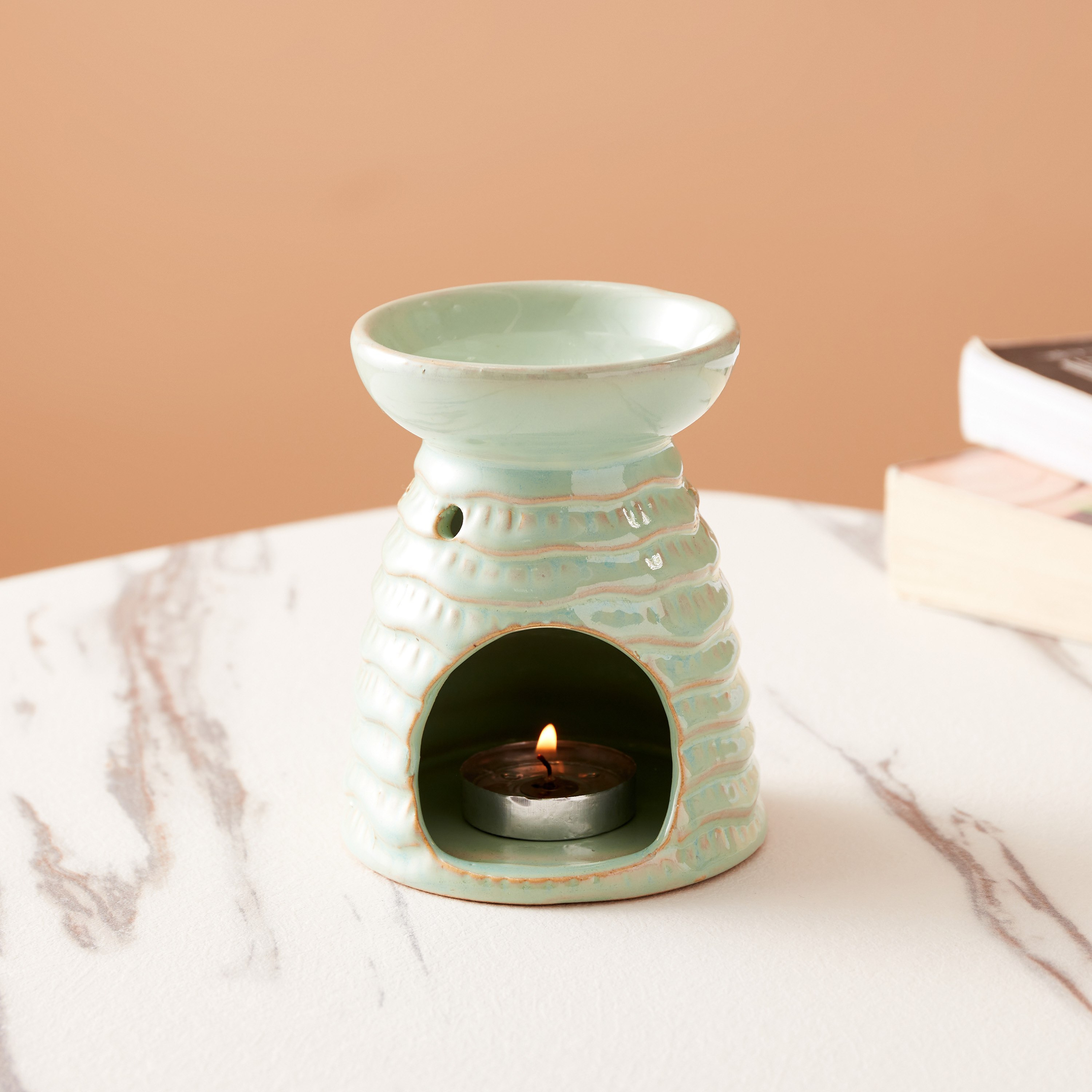مبخرة زيوت سيراميك بتصميم مخروطي من زيتا - 10x10x12 سم-hbxbedroom-homefragrance-oilburners-image-1