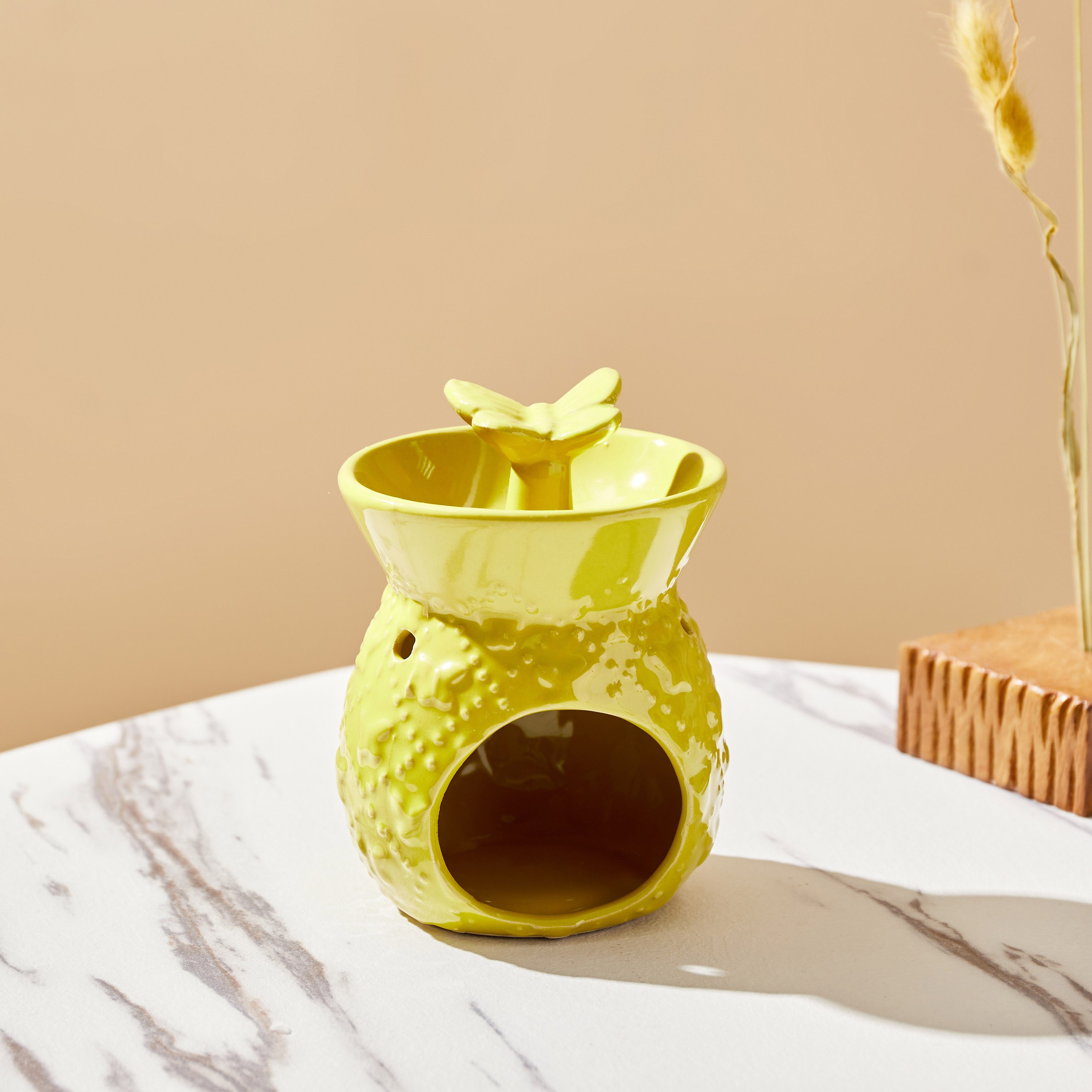 Zeta Butterfly Top Ceramic Oil Burner - 9x9x12 cm-hbxbedroom-homefragrance-oilburners-image-2