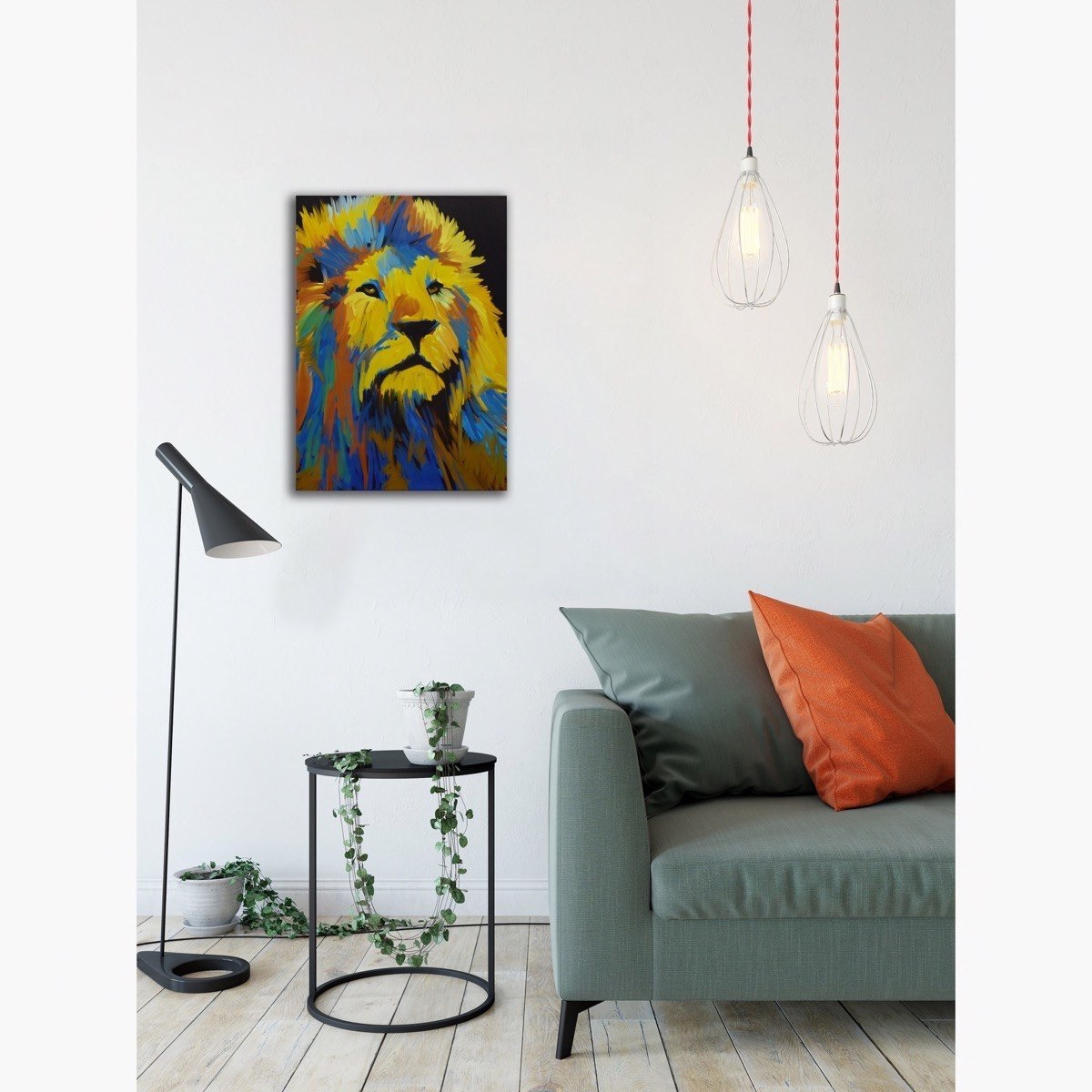 لوحة كانفاس مؤطرة بطبعات وجه أسد من فيليس - 50x2x70 سم-hbxhomeware-hbxdecorandfurnishings-image-3