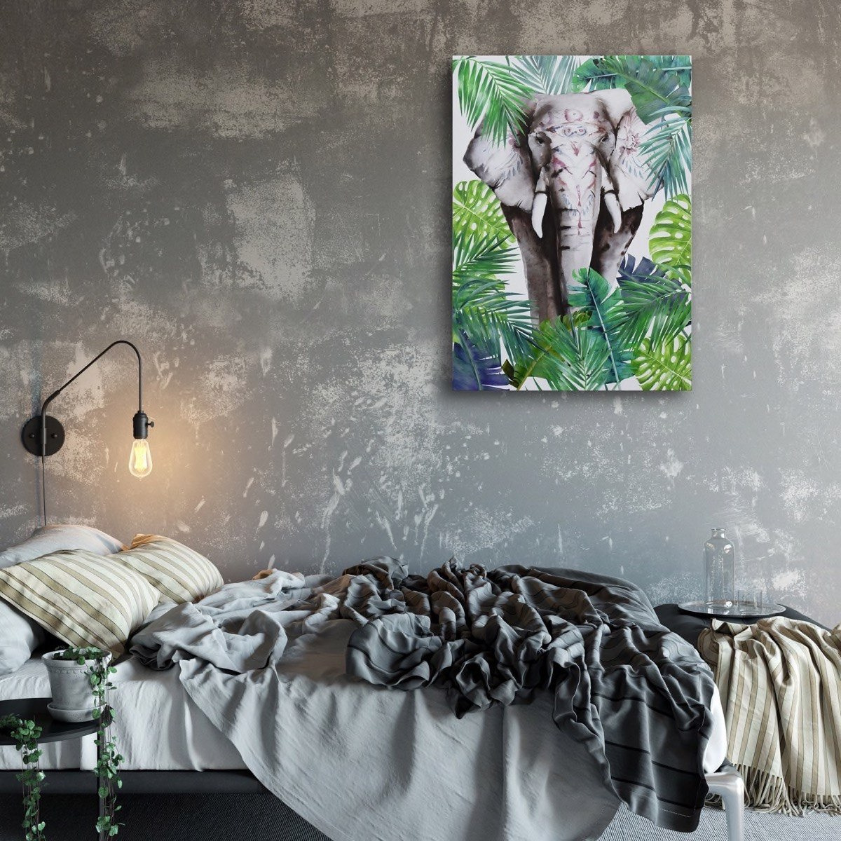 Felice Elephant in Forest Canvas Printed Framed Picture - 50x2x70 cm-hbxhomeware-hbxdecorandfurnishings-image-3