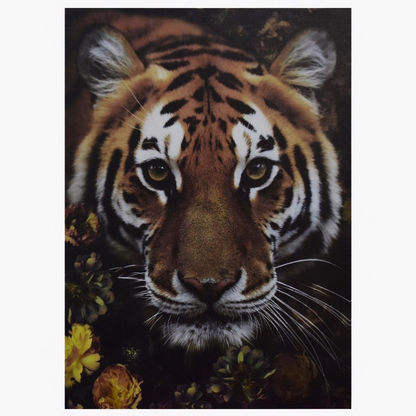 Felice Tiger Face Canvas Printed Framed Picture - 50x2x70 cms