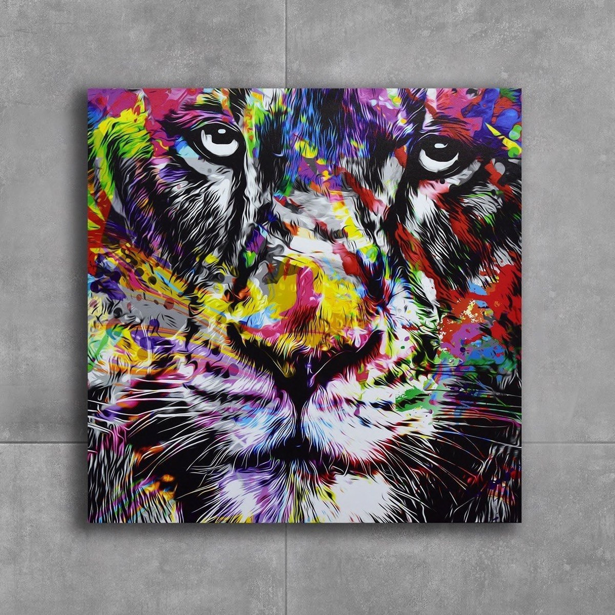 لوحة كانفاس مؤطرة بطبعات وجه نمر من فيليس - 80x3x80 سم-hbxhomeware-hbxdecorandfurnishings-image-1
