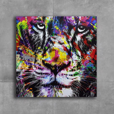 Felice Tiger Face Canvas Printed Framed Picture - 80x3x80 cm