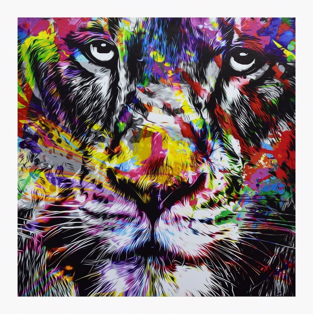 لوحة كانفاس مؤطرة بطبعات وجه نمر من فيليس - 80x3x80 سم-hbxhomeware-hbxdecorandfurnishings-image-2