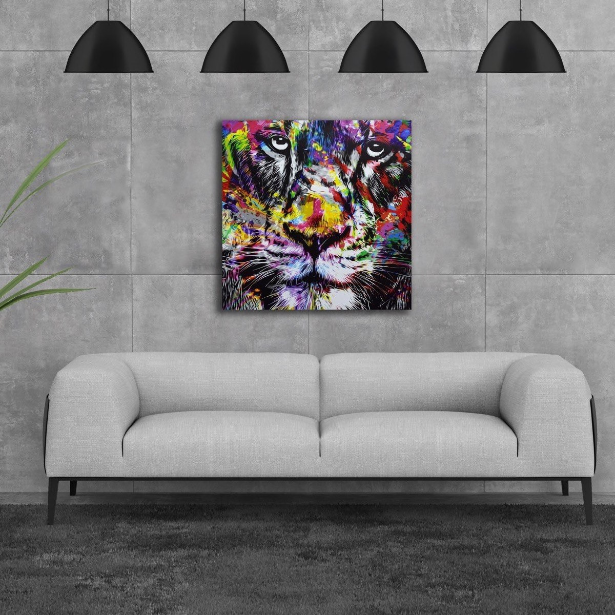 لوحة كانفاس مؤطرة بطبعات وجه نمر من فيليس - 80x3x80 سم-hbxhomeware-hbxdecorandfurnishings-image-3