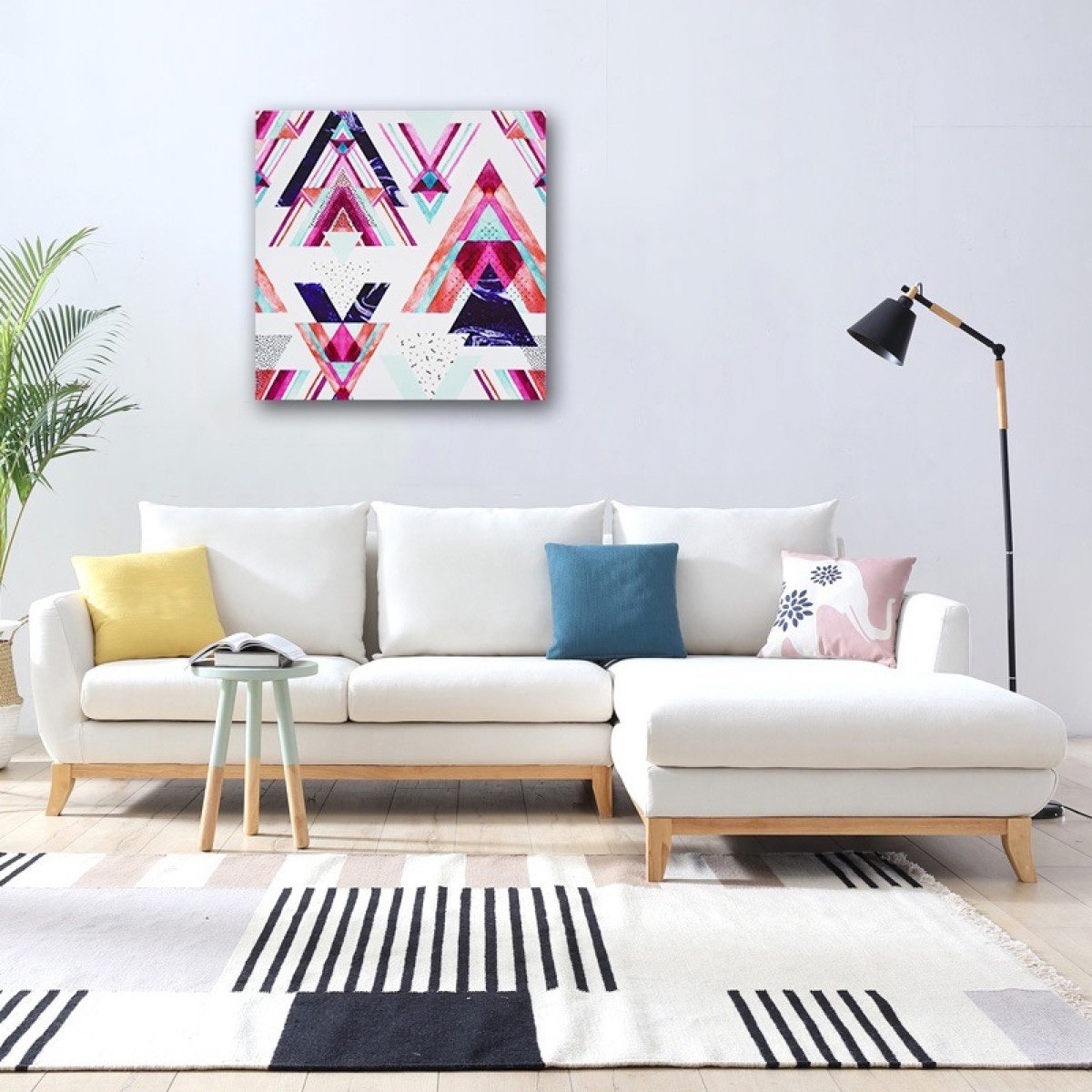 لوحة كانفاس مؤطرة بطبعات مثلثات هندسية من فيليس - 60x2x60 سم-hbxhomeware-hbxdecorandfurnishings-image-3
