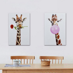 Felice 2-Piece Giraffe Canvas Printed Framed Picture Set - 40x2x60 cm